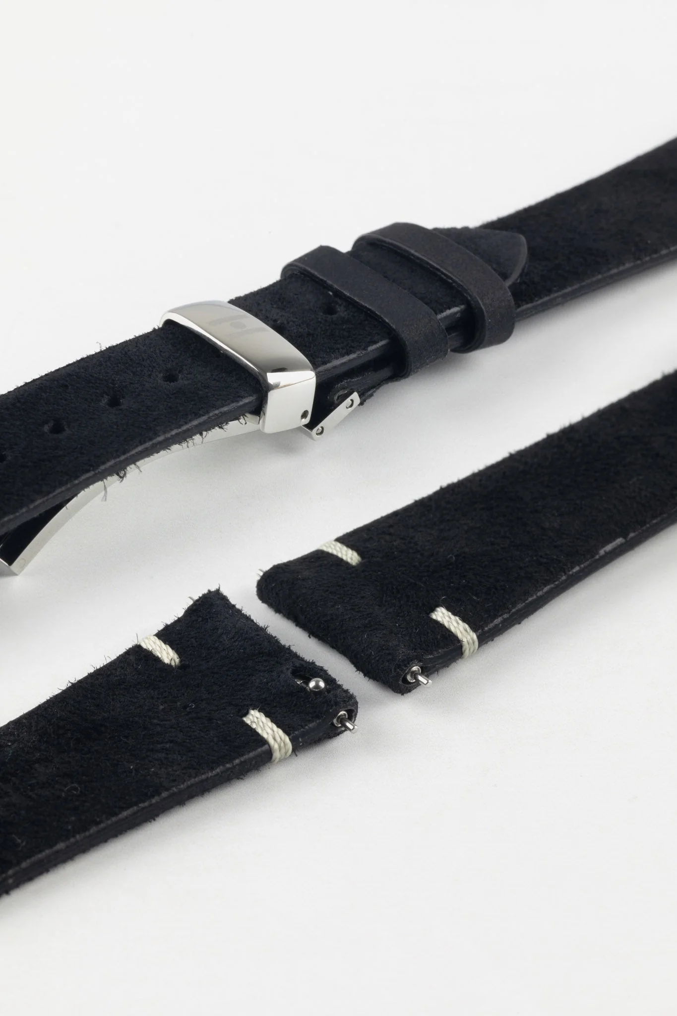 Hirsch SERRO Suede Watch Strap in BLACK - Image 11