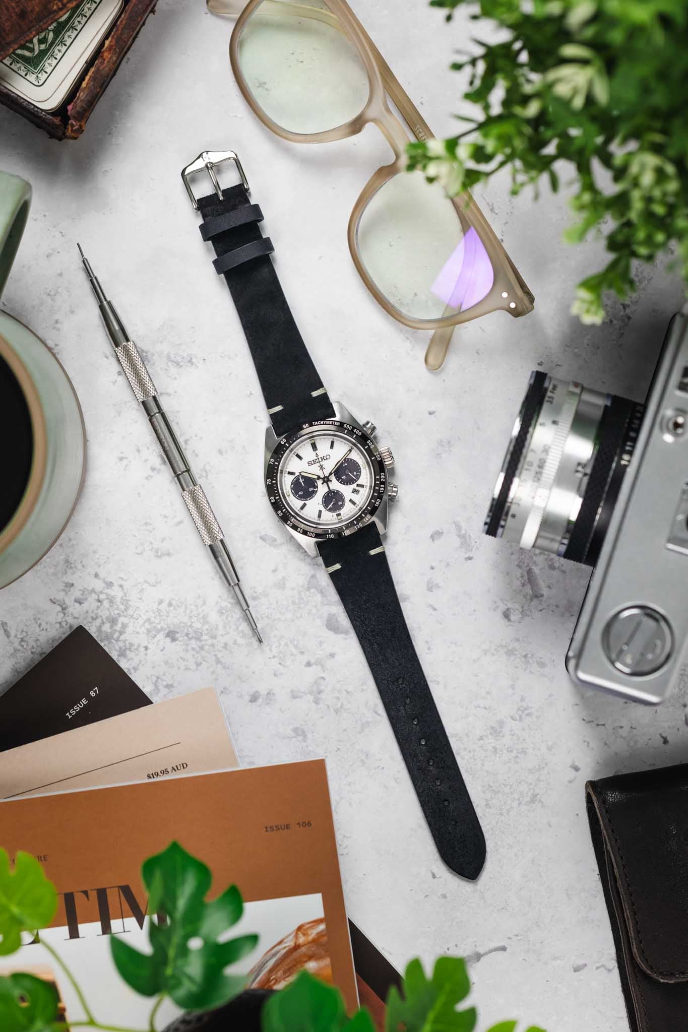 Hirsch SERRO Suede Watch Strap in BLACK - Image 12