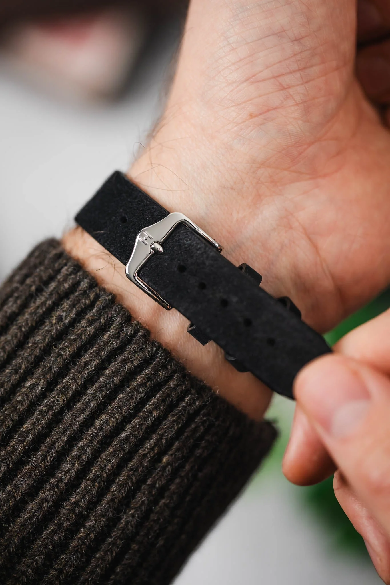 Hirsch SERRO Suede Watch Strap in BLACK - Image 6