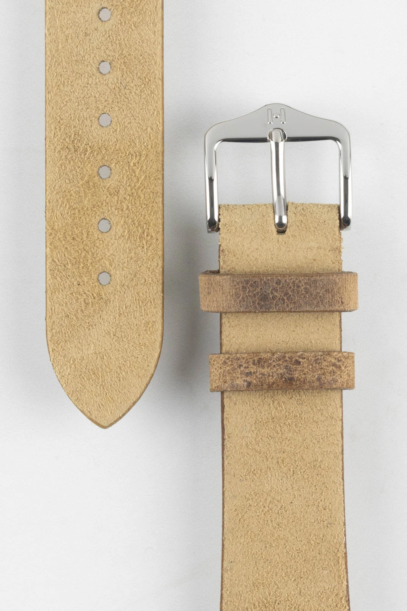 Hirsch SERRO Suede Watch Strap in Gold Brown - Image 3