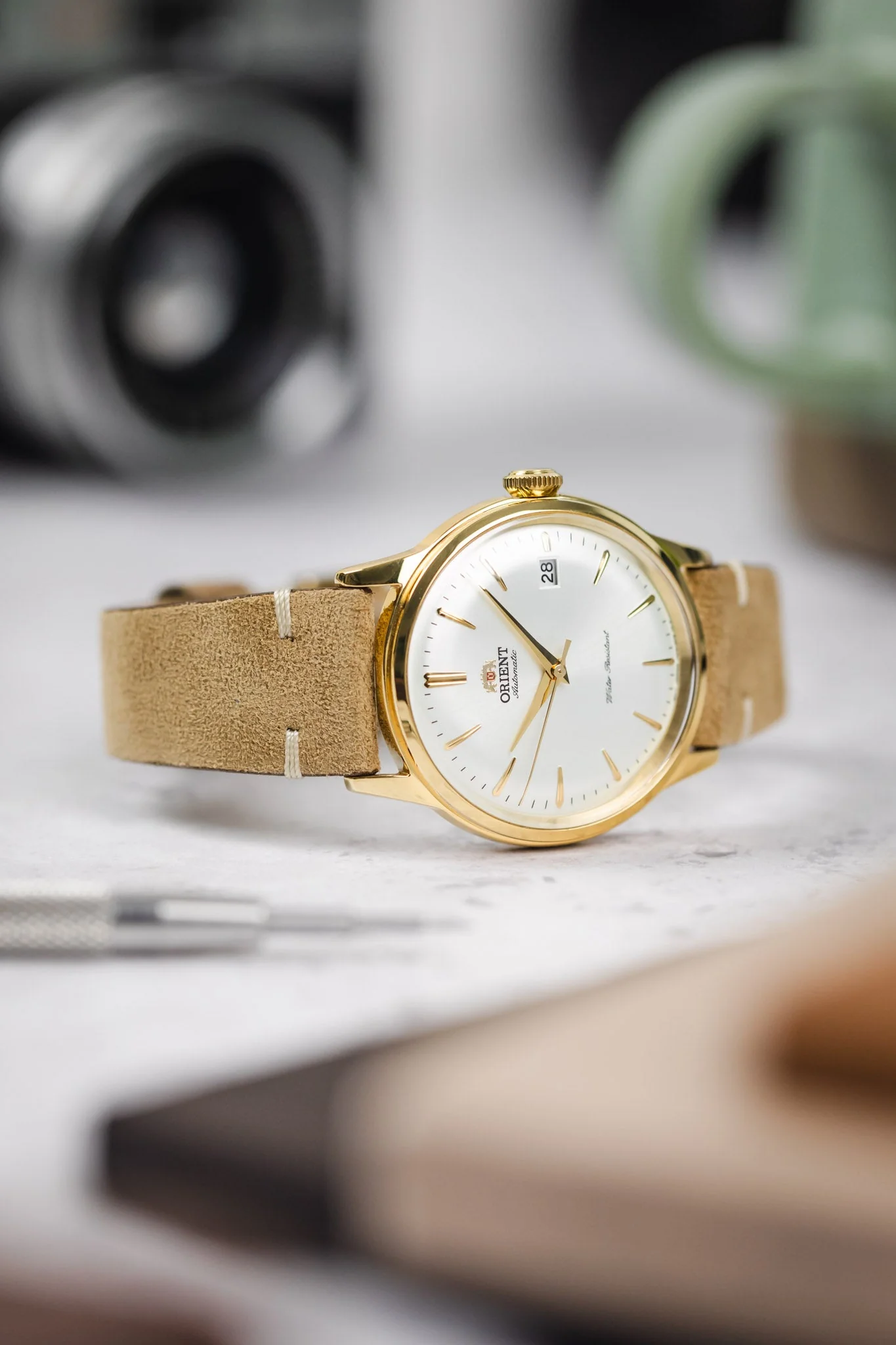 Hirsch SERRO Suede Watch Strap in Gold Brown - Image 4