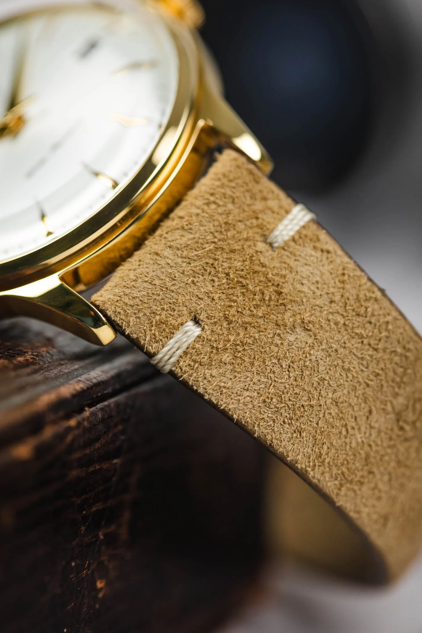 Hirsch SERRO Suede Watch Strap in Gold Brown - Image 6