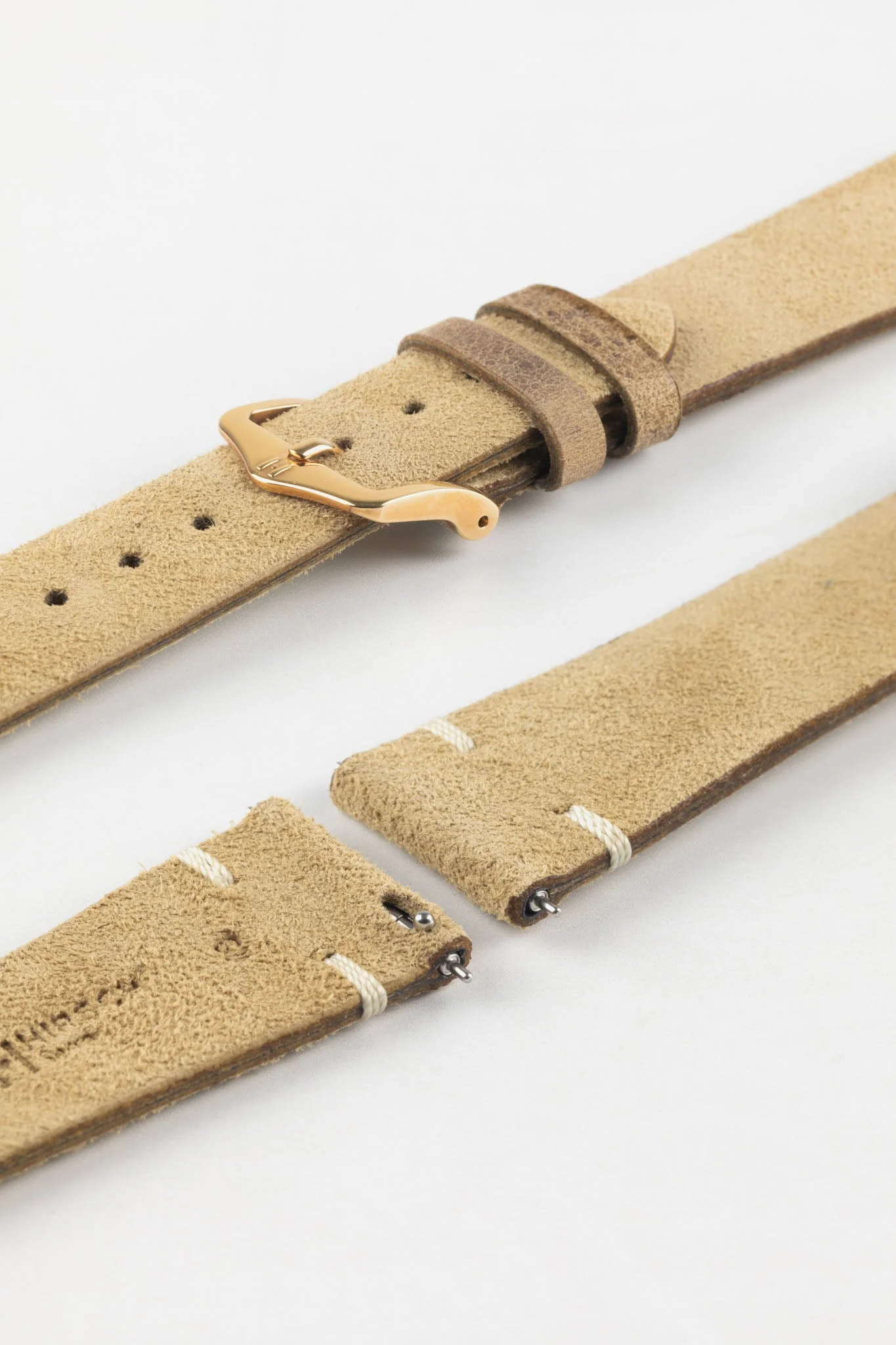 Hirsch SERRO Suede Watch Strap in Gold Brown - Image 9