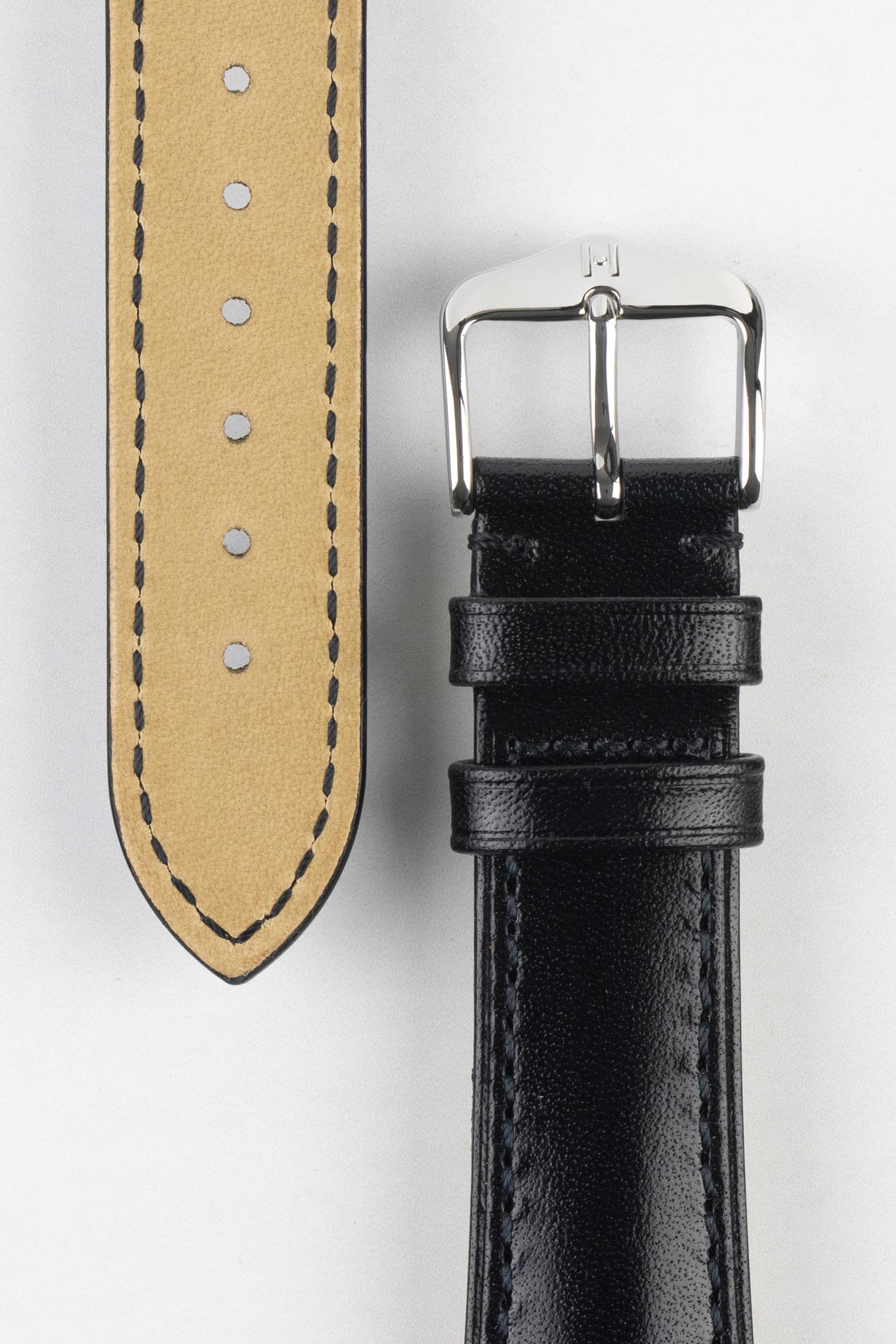 Hirsch SIENA Tuscan Leather Watch Strap in BLACK - Image 3