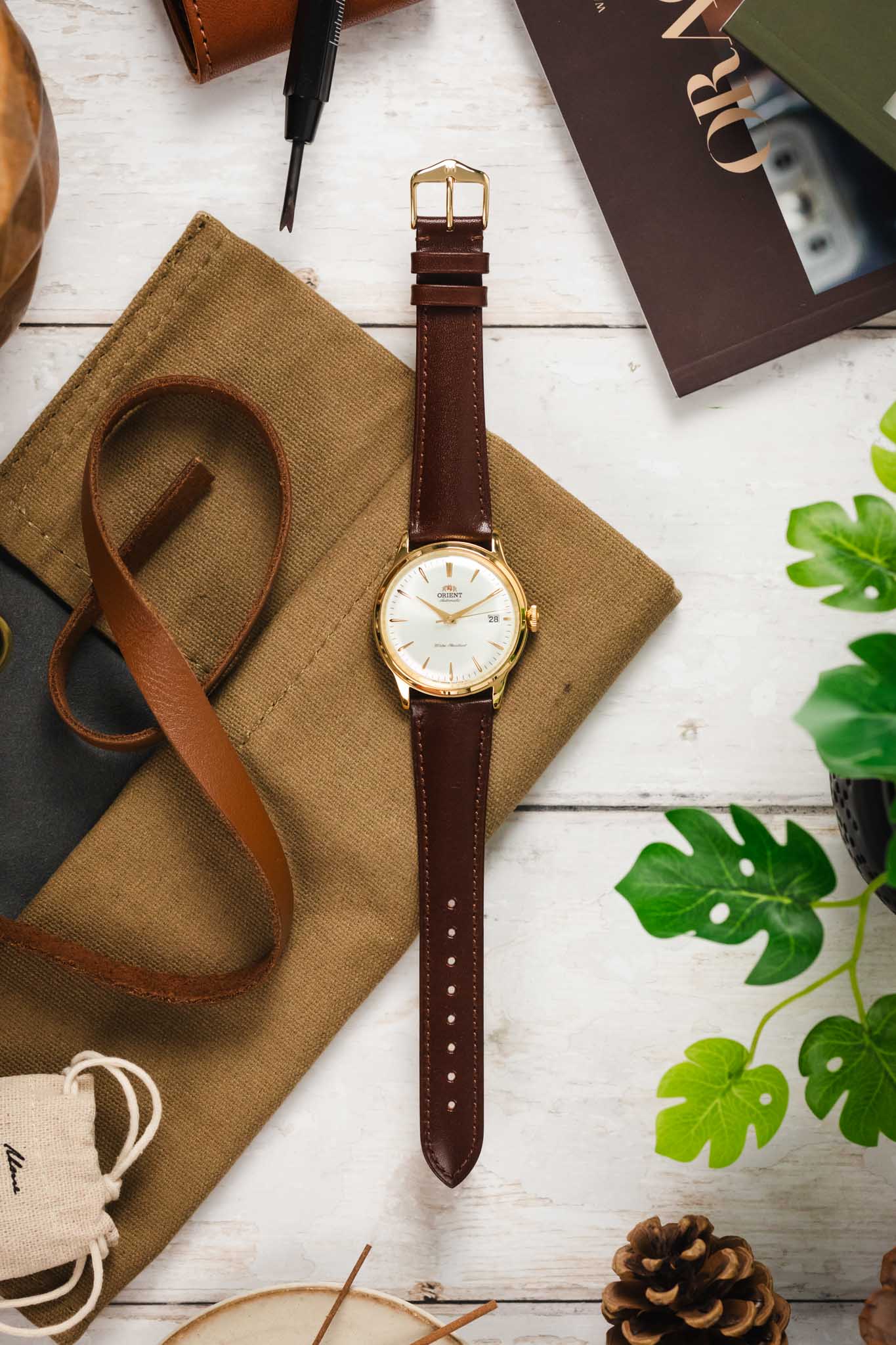 Hirsch SIENA Tuscan Leather Watch Strap in BROWN - Image 6