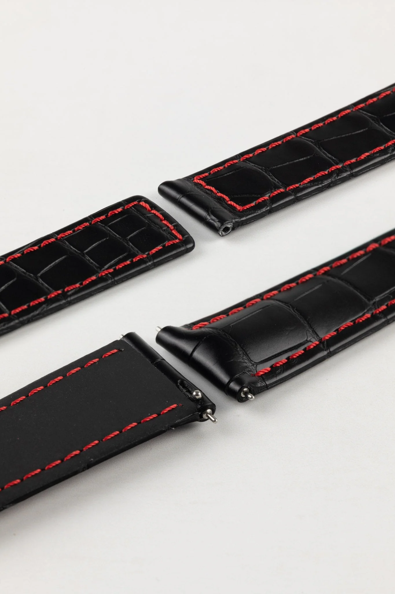 Hirsch SPEED Alligator Deployment Watch Strap in BLACK/RED - Image 5