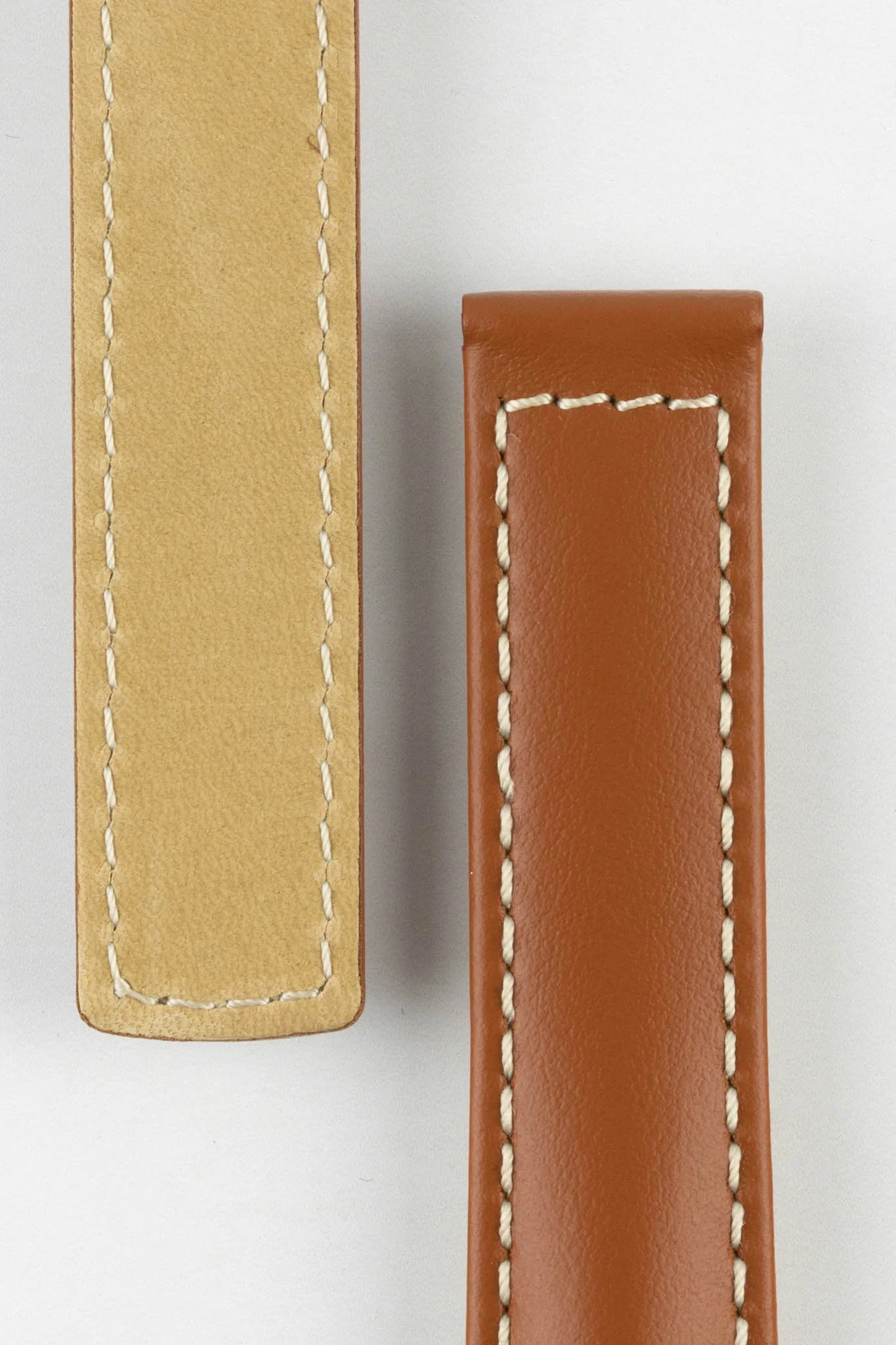 Hirsch SPEED Calfskin Deployment Watch Strap in GOLD BROWN/WHITE - Image 3