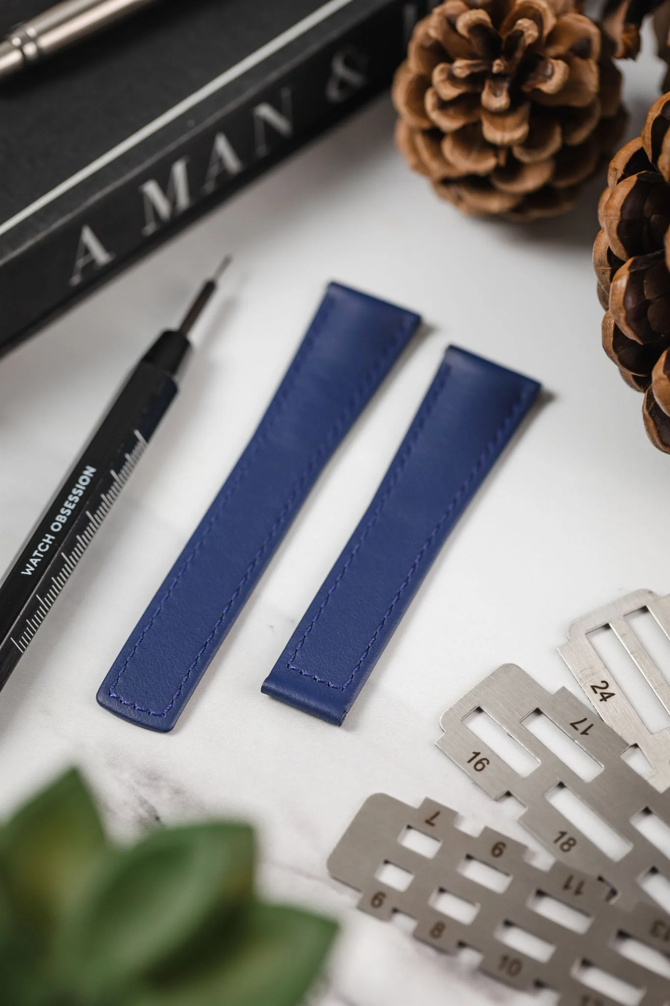 Hirsch SPEED Calfskin Deployment Watch Strap in BLUE - Image 2