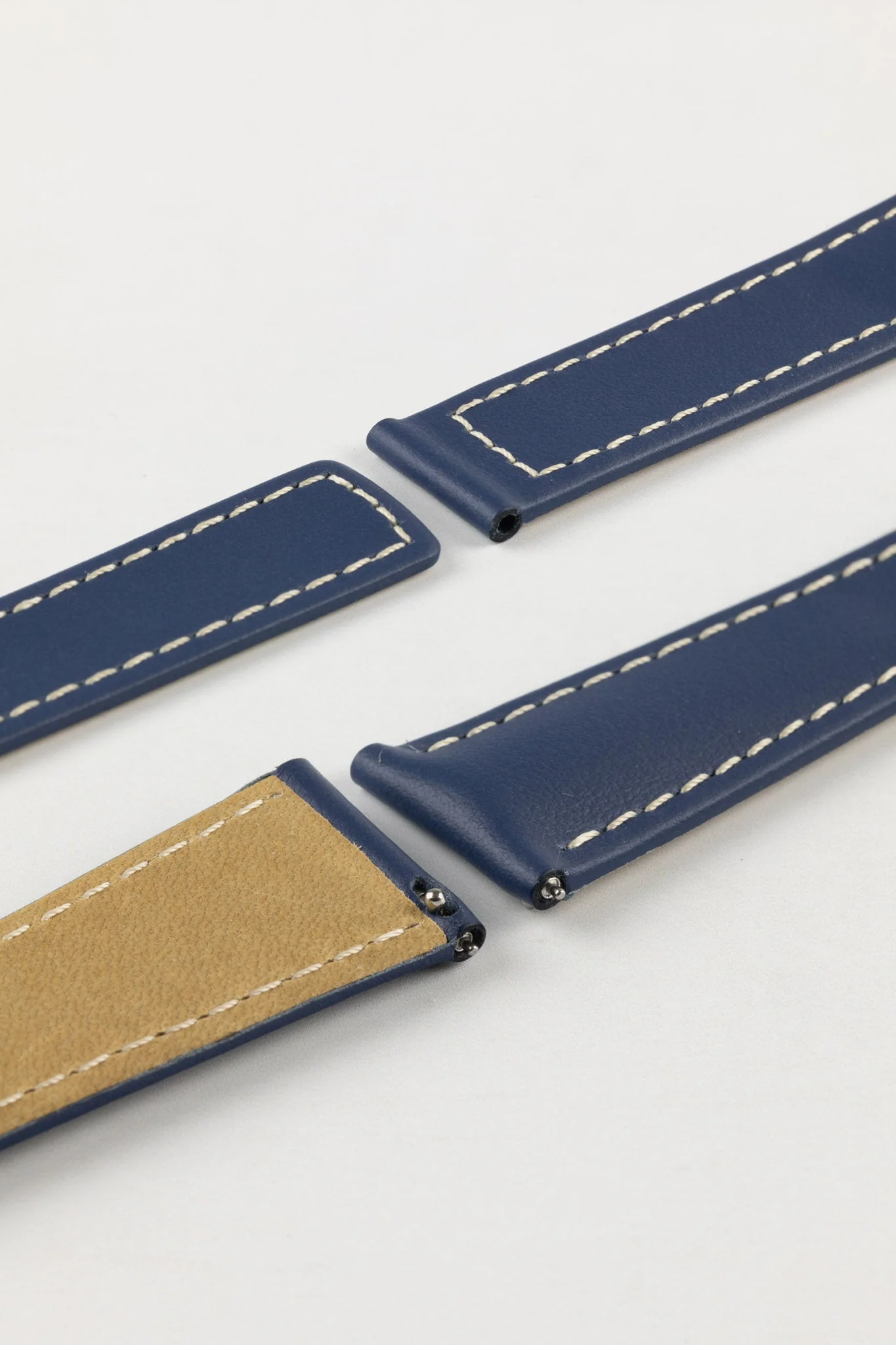 Hirsch SPEED Calfskin Deployment Watch Strap in BLUE/WHITE - Image 5