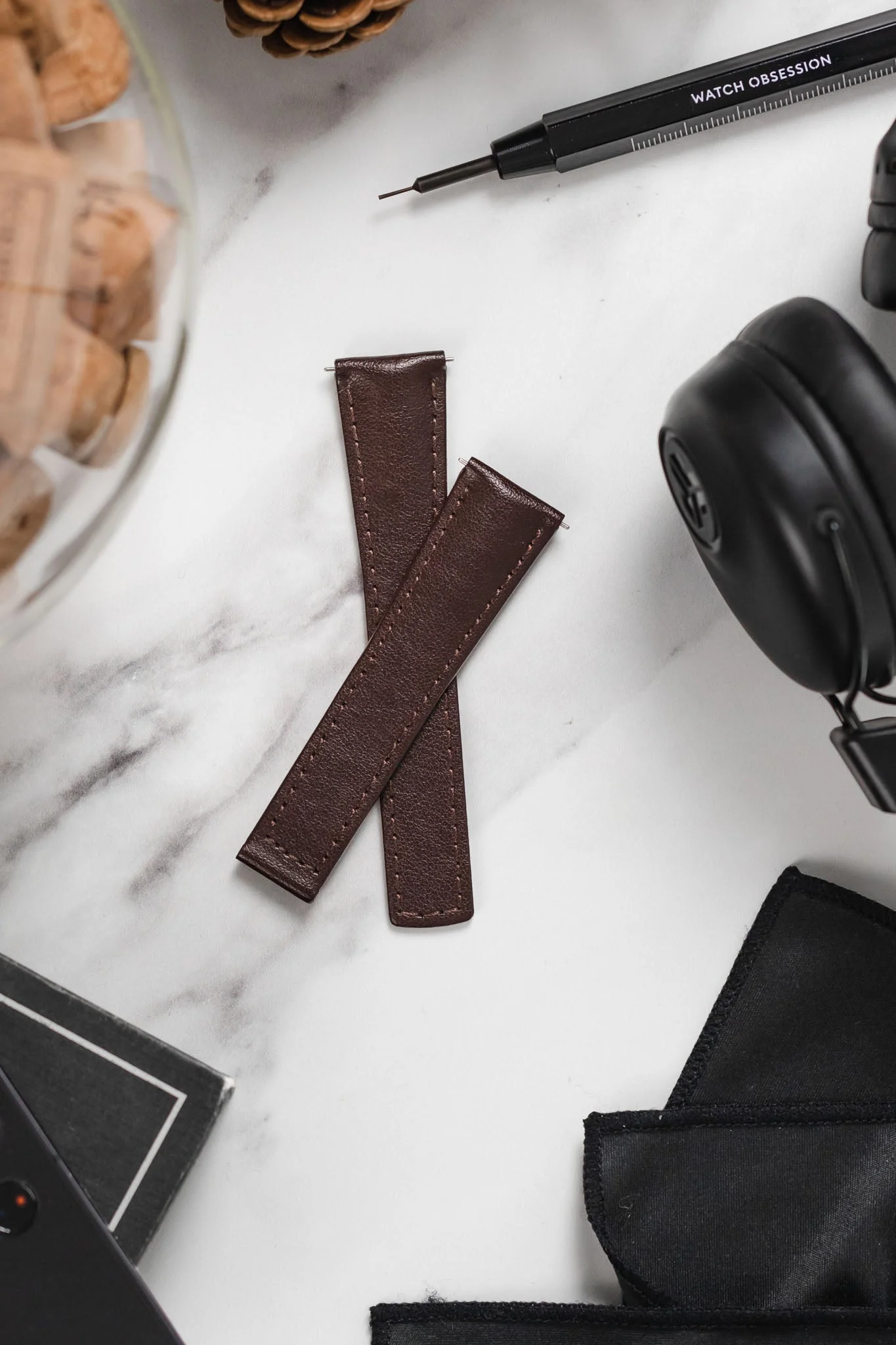 Hirsch SPEED Calfskin Deployment Watch Strap in BROWN - Image 4