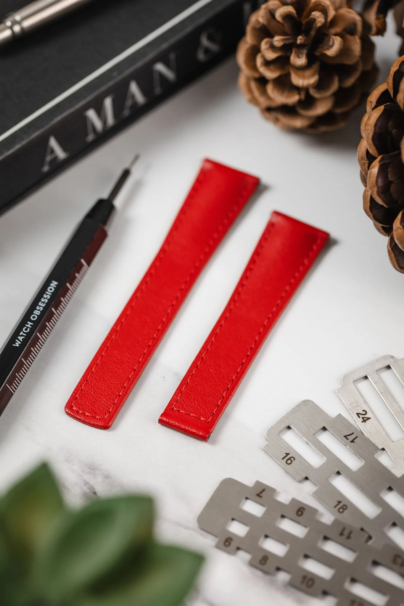 Hirsch SPEED Calfskin Deployment Watch Strap in RED - Image 2
