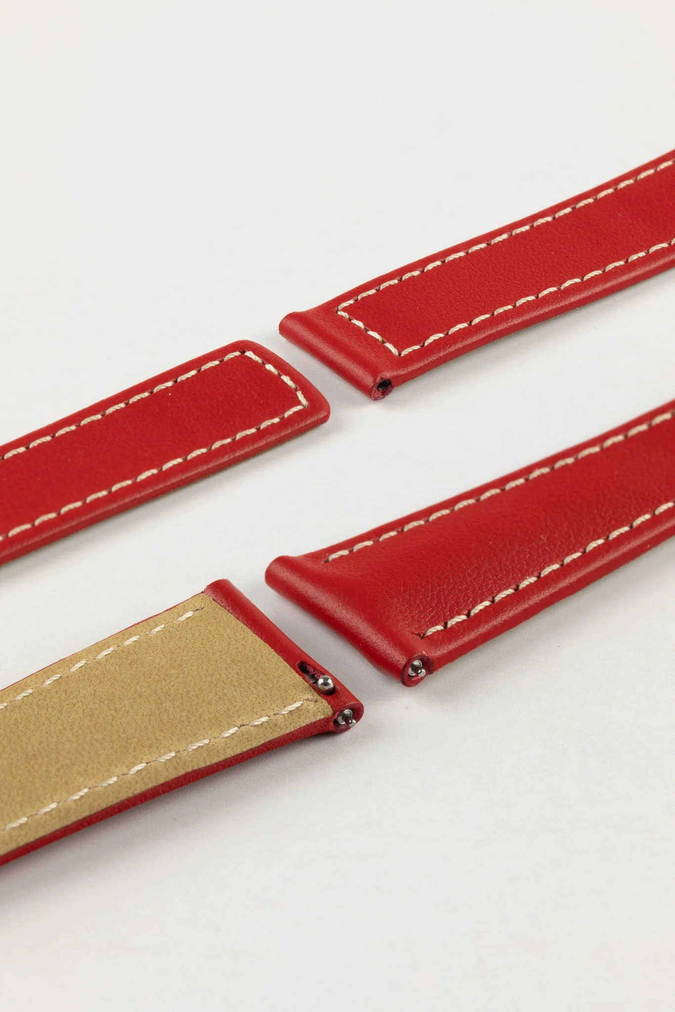 Hirsch SPEED Calfskin Deployment Watch Strap in RED/WHITE - Image 5