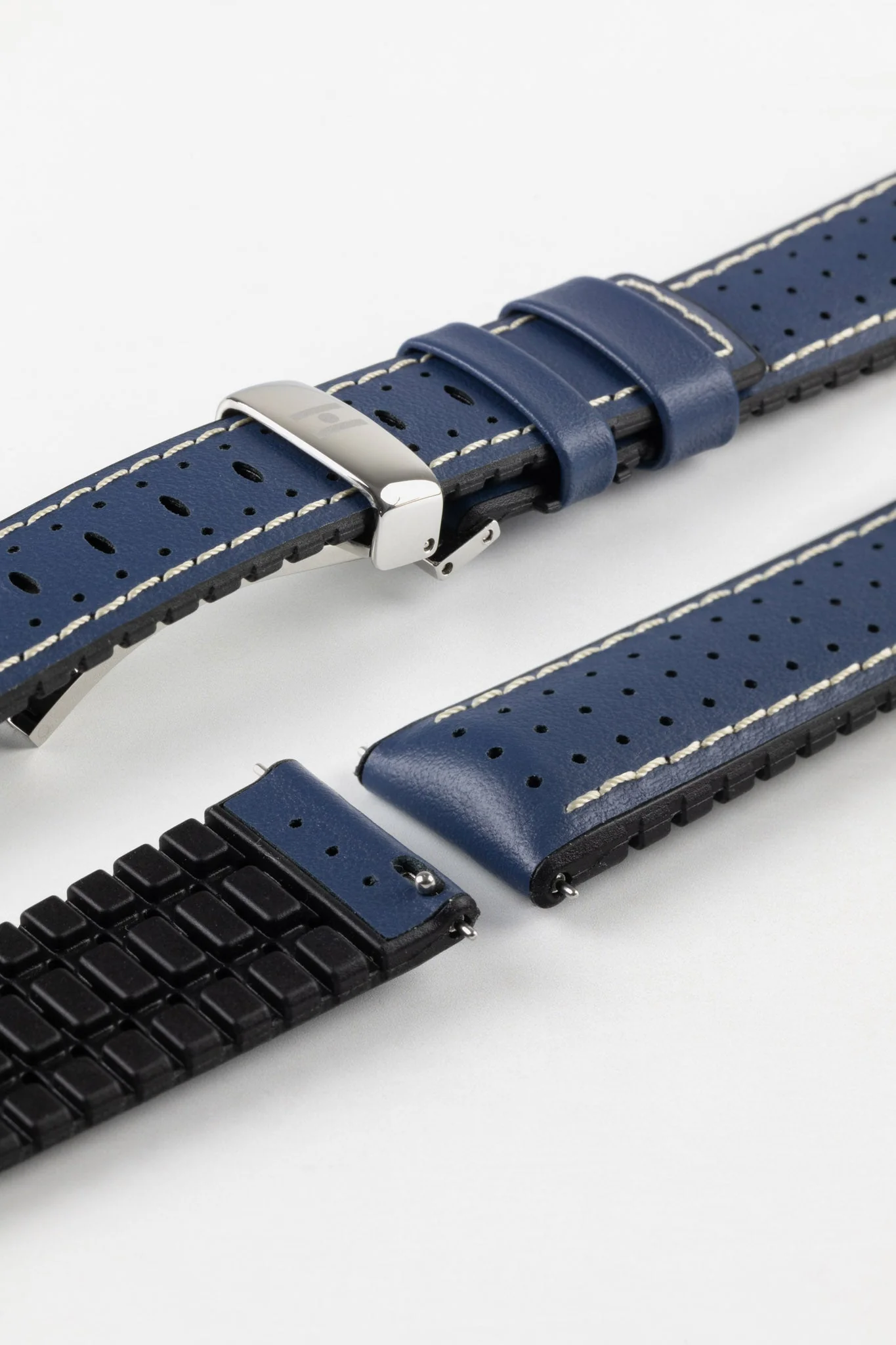 Hirsch TIGER Perforated Leather Performance Watch Strap in BLUE - Image 10