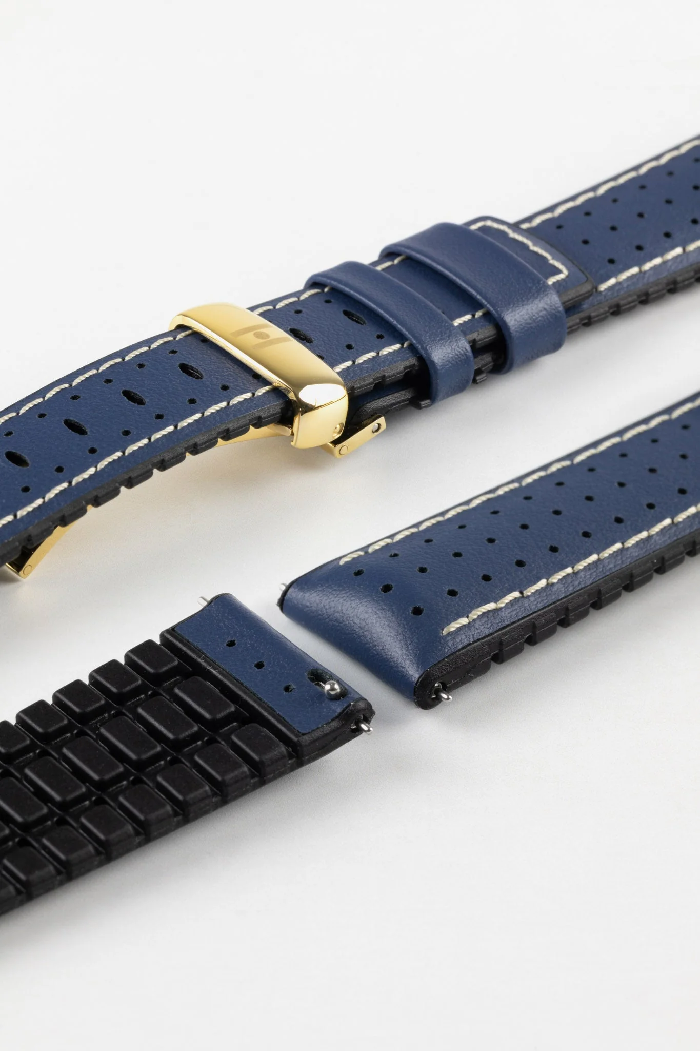 Hirsch TIGER Perforated Leather Performance Watch Strap in BLUE - Image 11