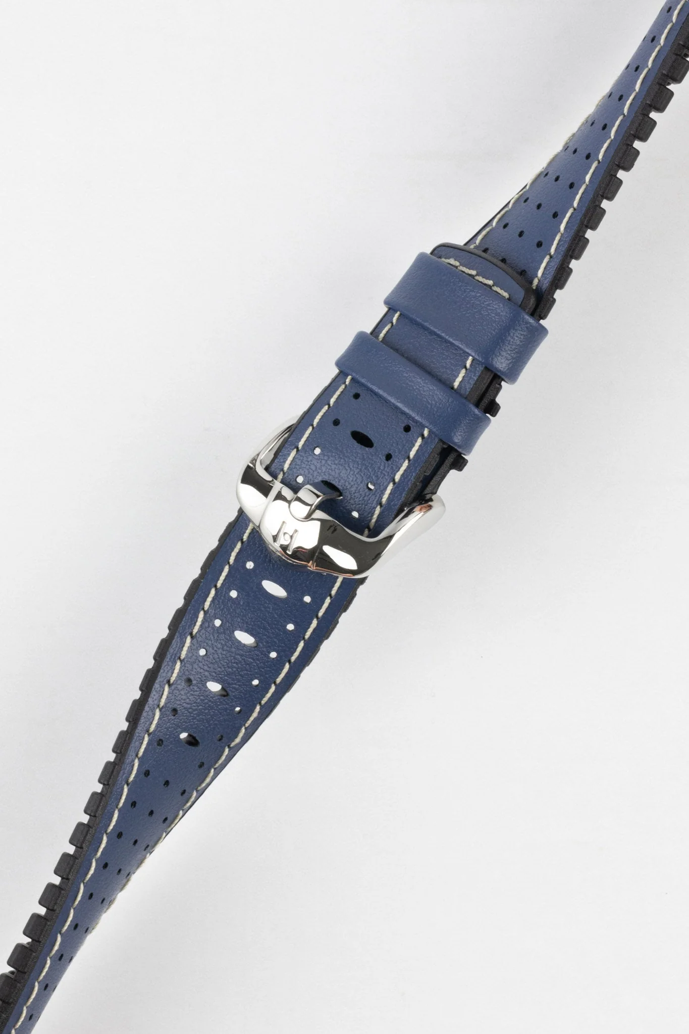 Hirsch TIGER Perforated Leather Performance Watch Strap in BLUE - Image 5