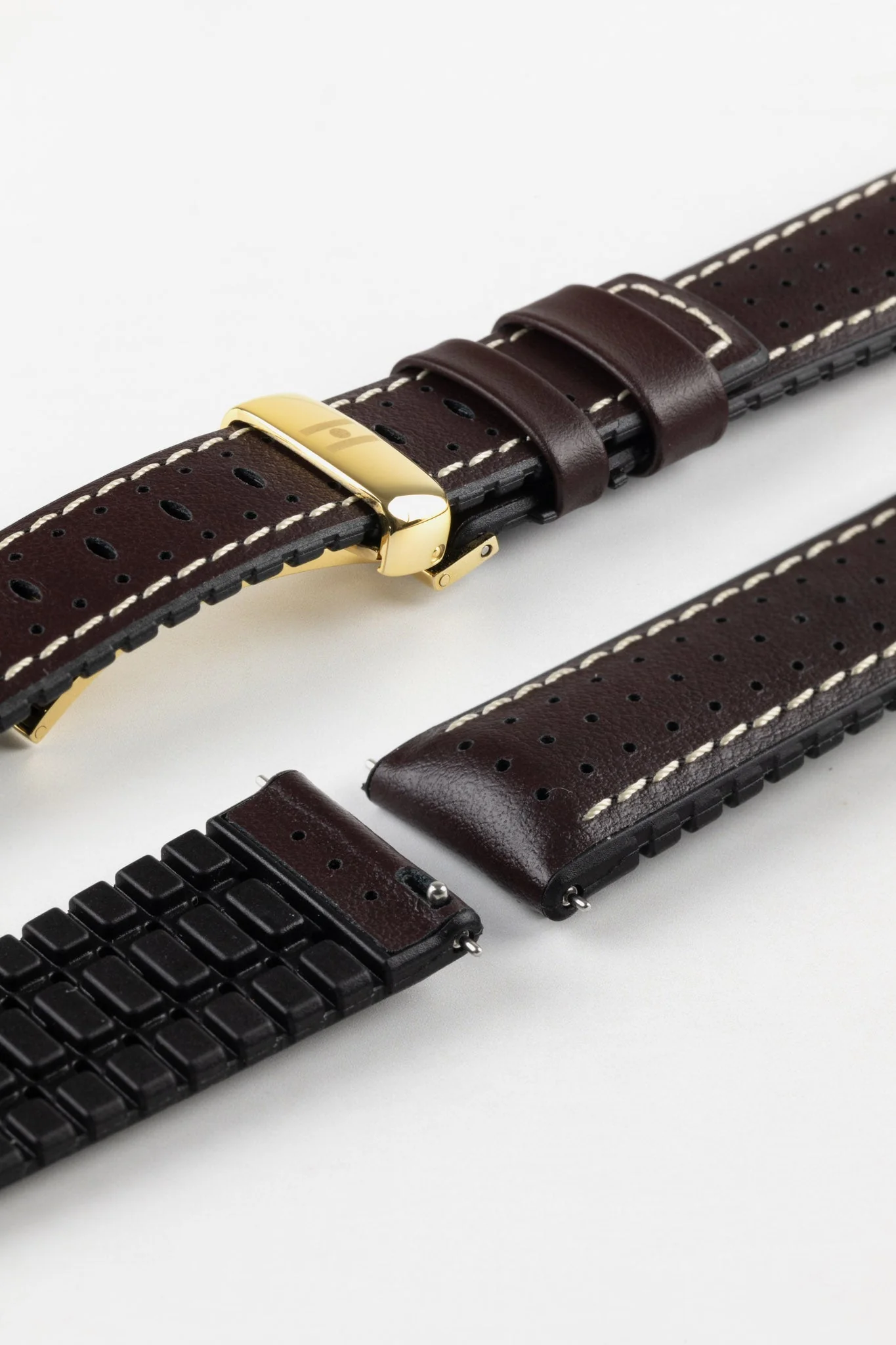 Hirsch TIGER Perforated Leather Performance Watch Strap in BROWN - Image 11