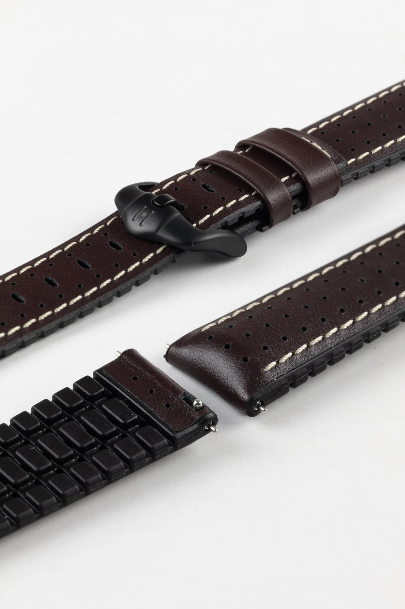 Hirsch TIGER Perforated Leather Performance Watch Strap in BROWN - Image 8