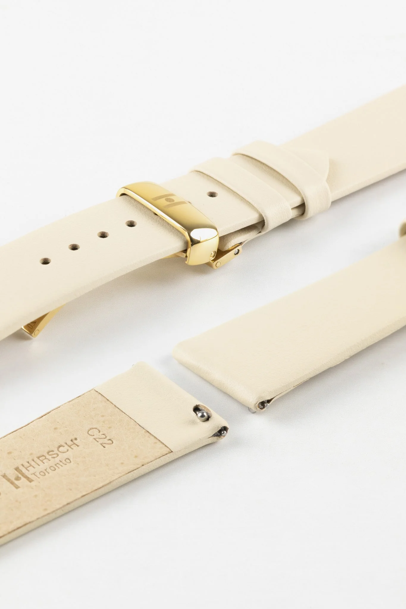 Hirsch TORONTO Quick-Release Fine-Grained Leather Watch Strap in BEIGE - Image 10