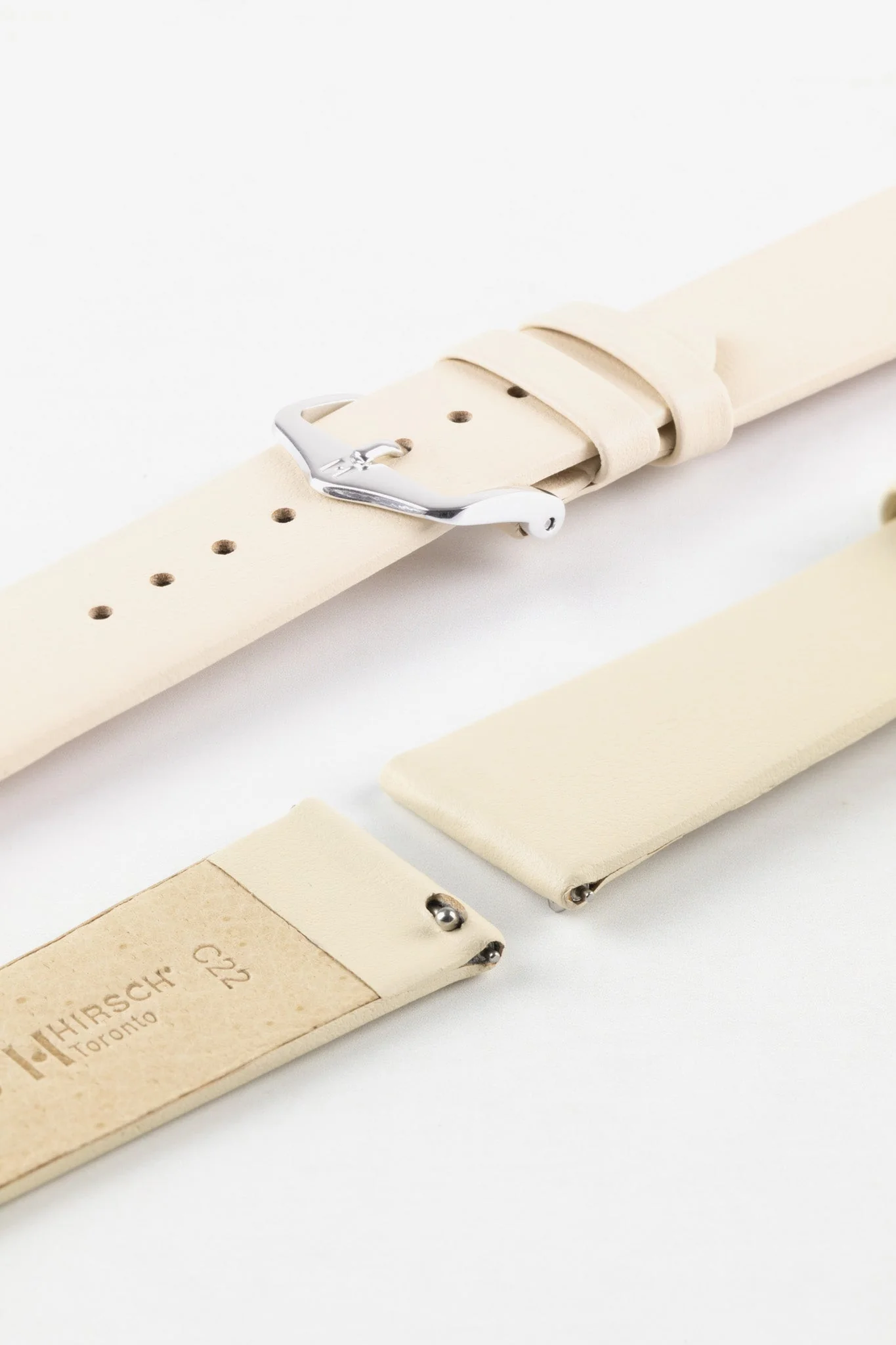 Hirsch TORONTO Quick-Release Fine-Grained Leather Watch Strap in BEIGE - Image 7