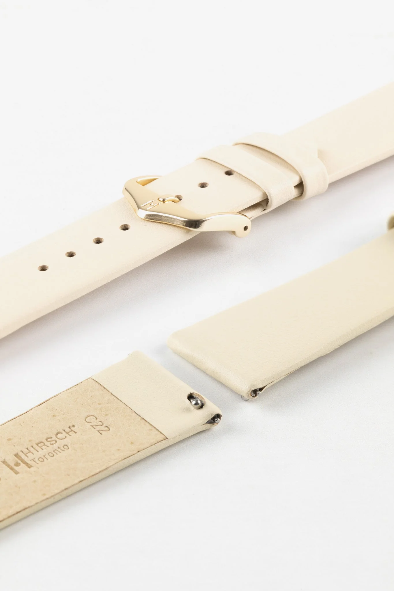 Hirsch TORONTO Quick-Release Fine-Grained Leather Watch Strap in BEIGE - Image 8