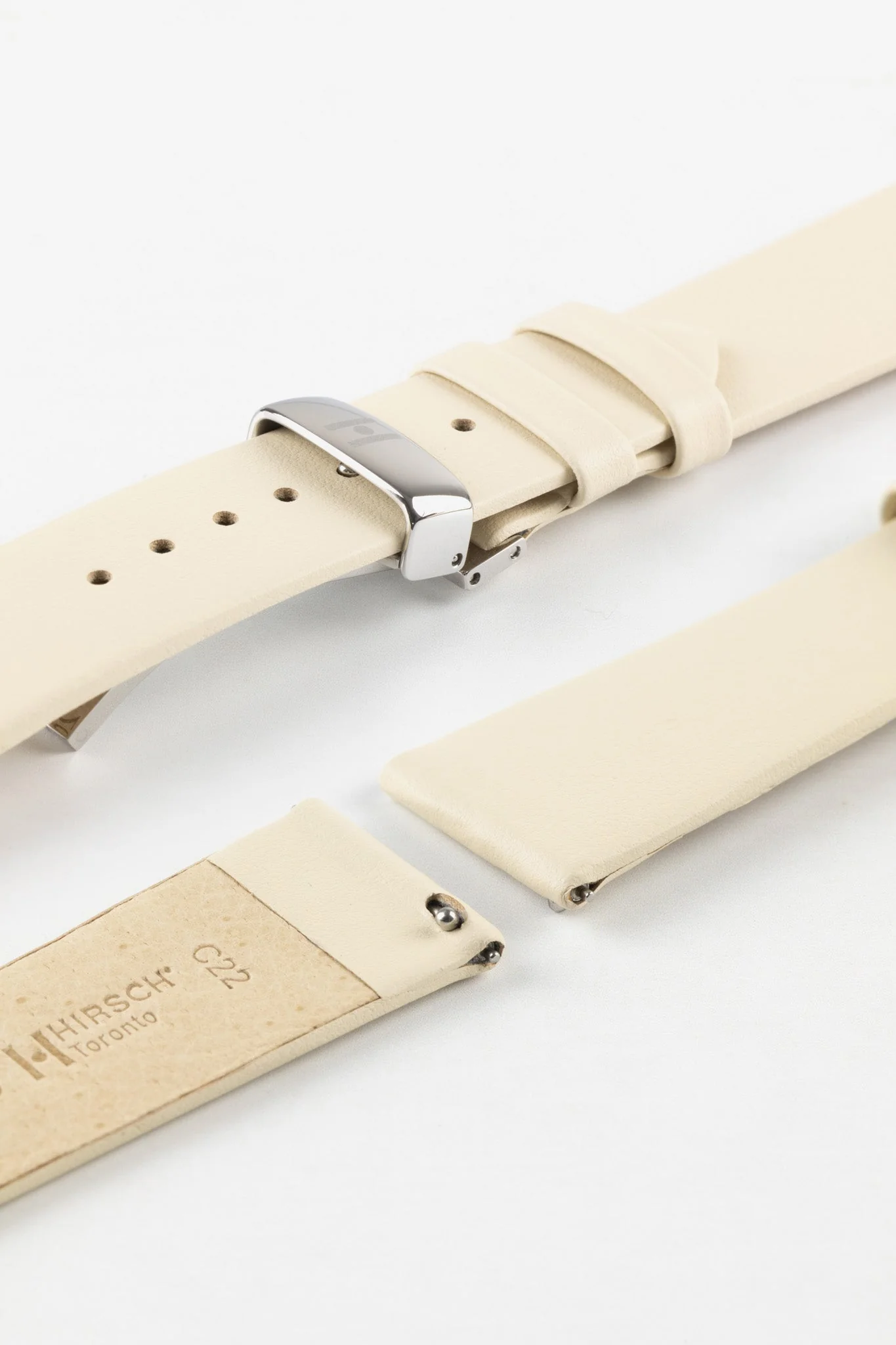 Hirsch TORONTO Quick-Release Fine-Grained Leather Watch Strap in BEIGE - Image 9