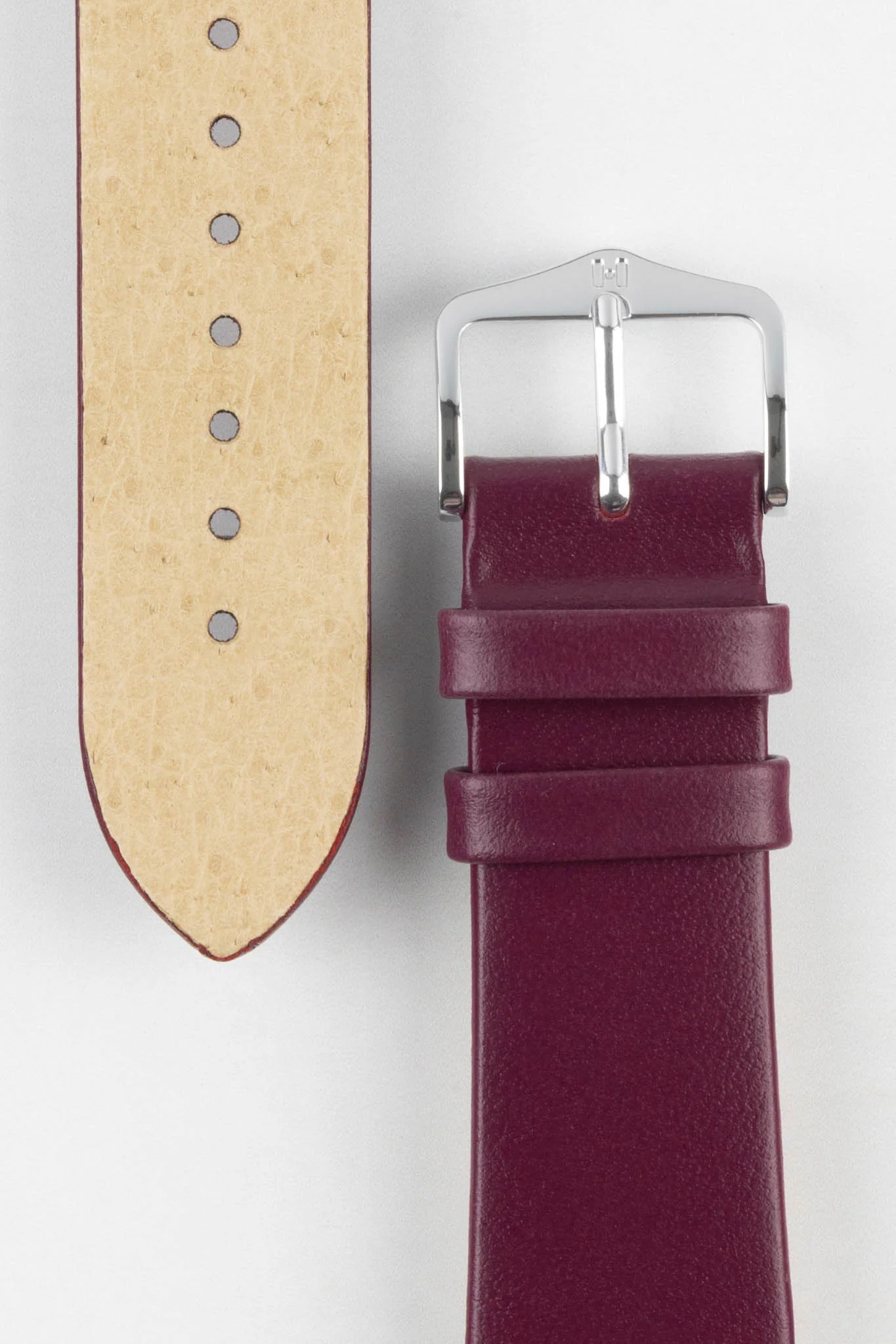 Hirsch TORONTO Quick-Release Fine-Grained Leather Watch Strap in BERRY - Image 3