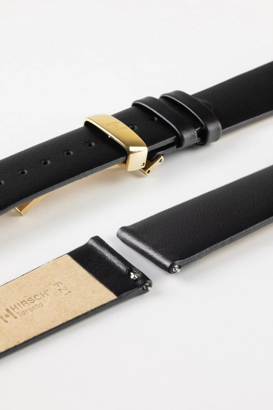 Hirsch TORONTO Quick Release Fine-Grained Leather Watch Strap in BLACK - Image 10
