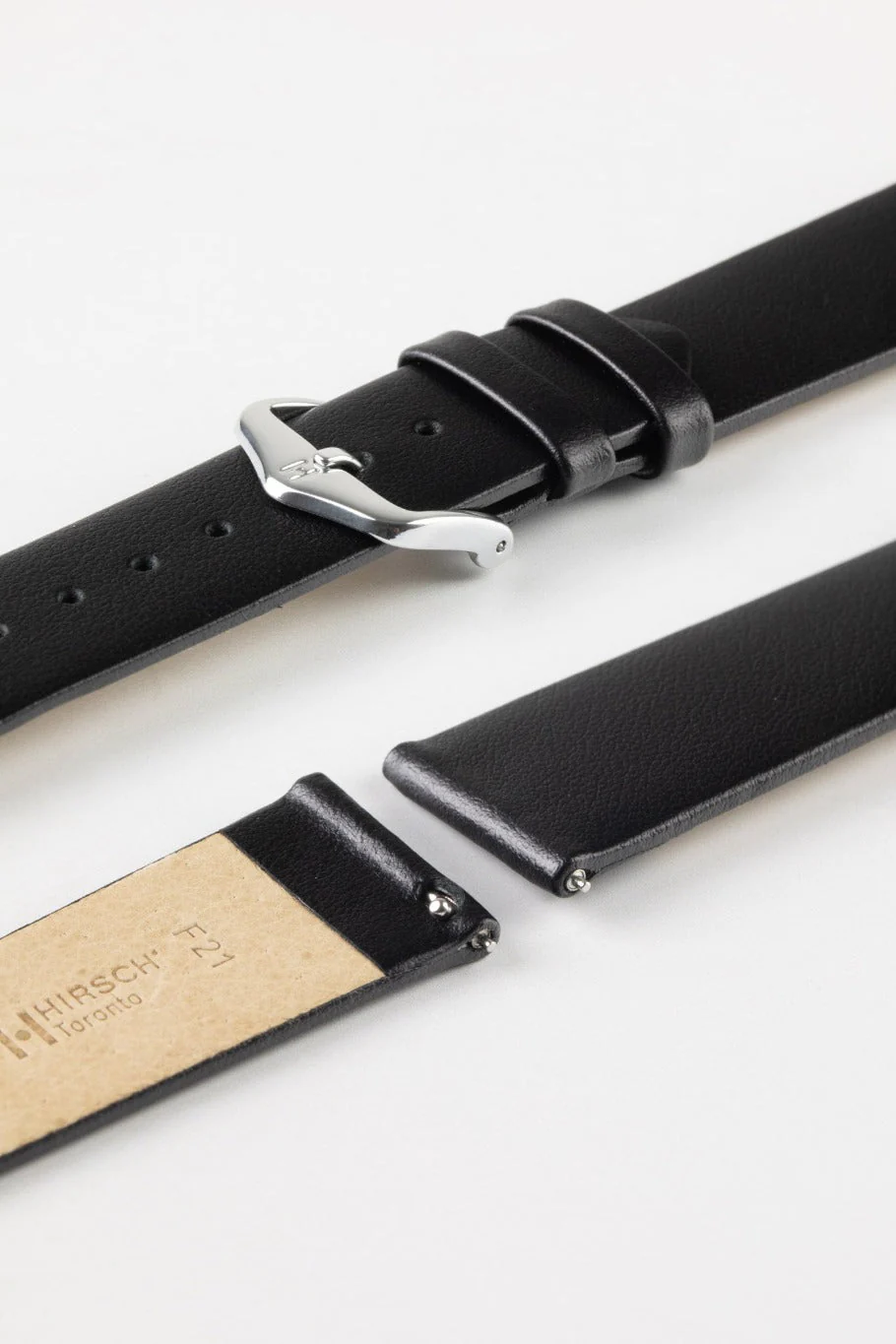 Hirsch TORONTO Quick Release Fine-Grained Leather Watch Strap in BLACK - Image 7