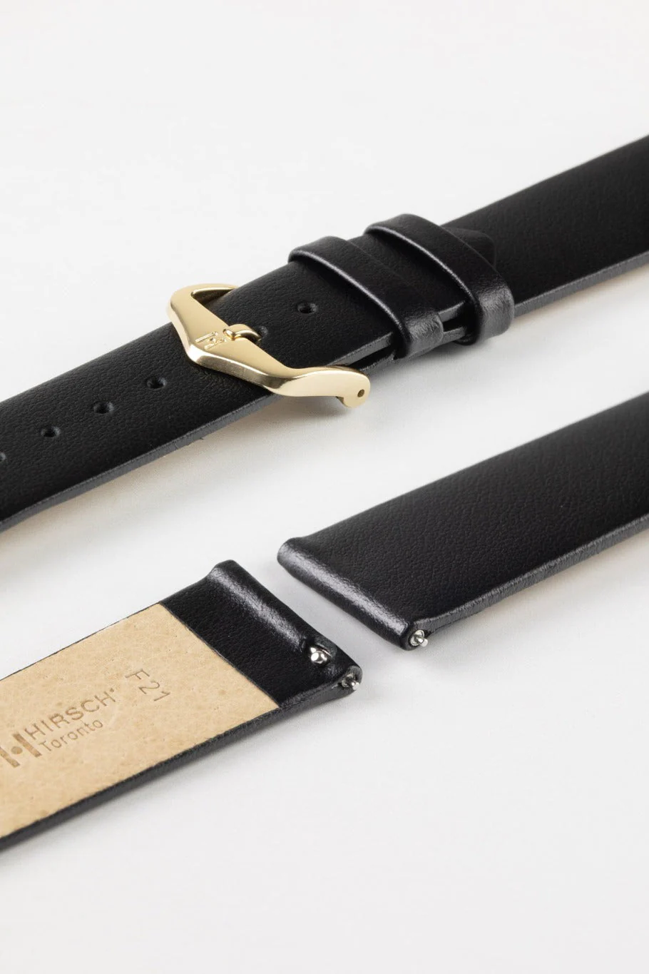 Hirsch TORONTO Quick Release Fine-Grained Leather Watch Strap in BLACK - Image 8