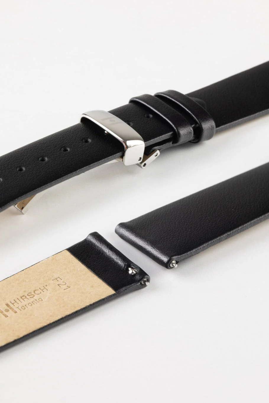 Hirsch TORONTO Quick Release Fine-Grained Leather Watch Strap in BLACK - Image 9