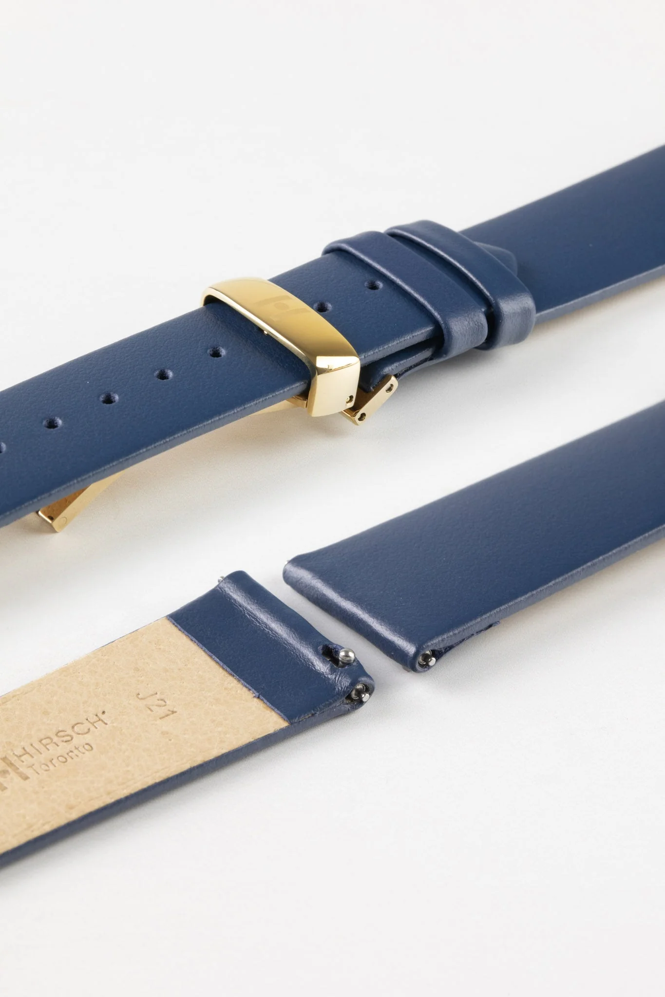 Hirsch TORONTO Quick-Release Fine-Grained Leather Watch Strap in BLUE - Image 10