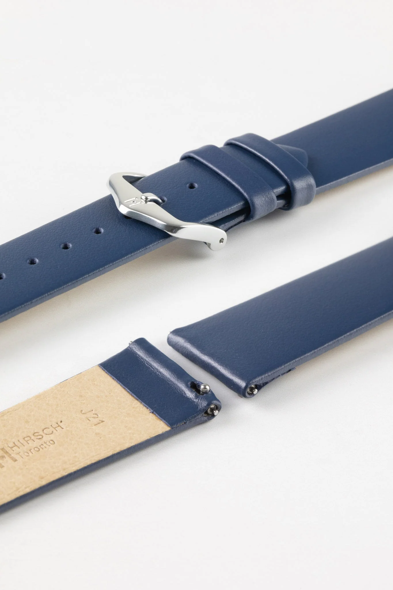 Hirsch TORONTO Quick-Release Fine-Grained Leather Watch Strap in BLUE - Image 7