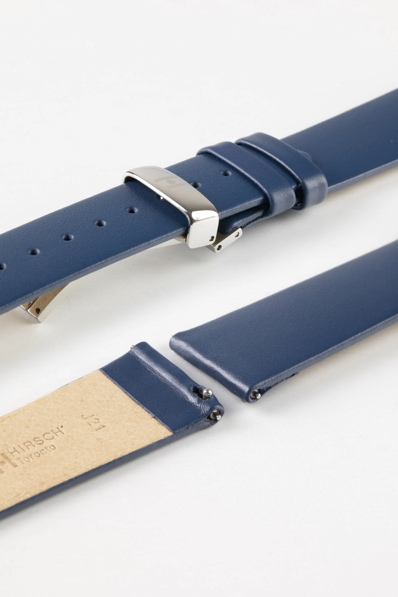 Hirsch TORONTO Quick-Release Fine-Grained Leather Watch Strap in BLUE - Image 9
