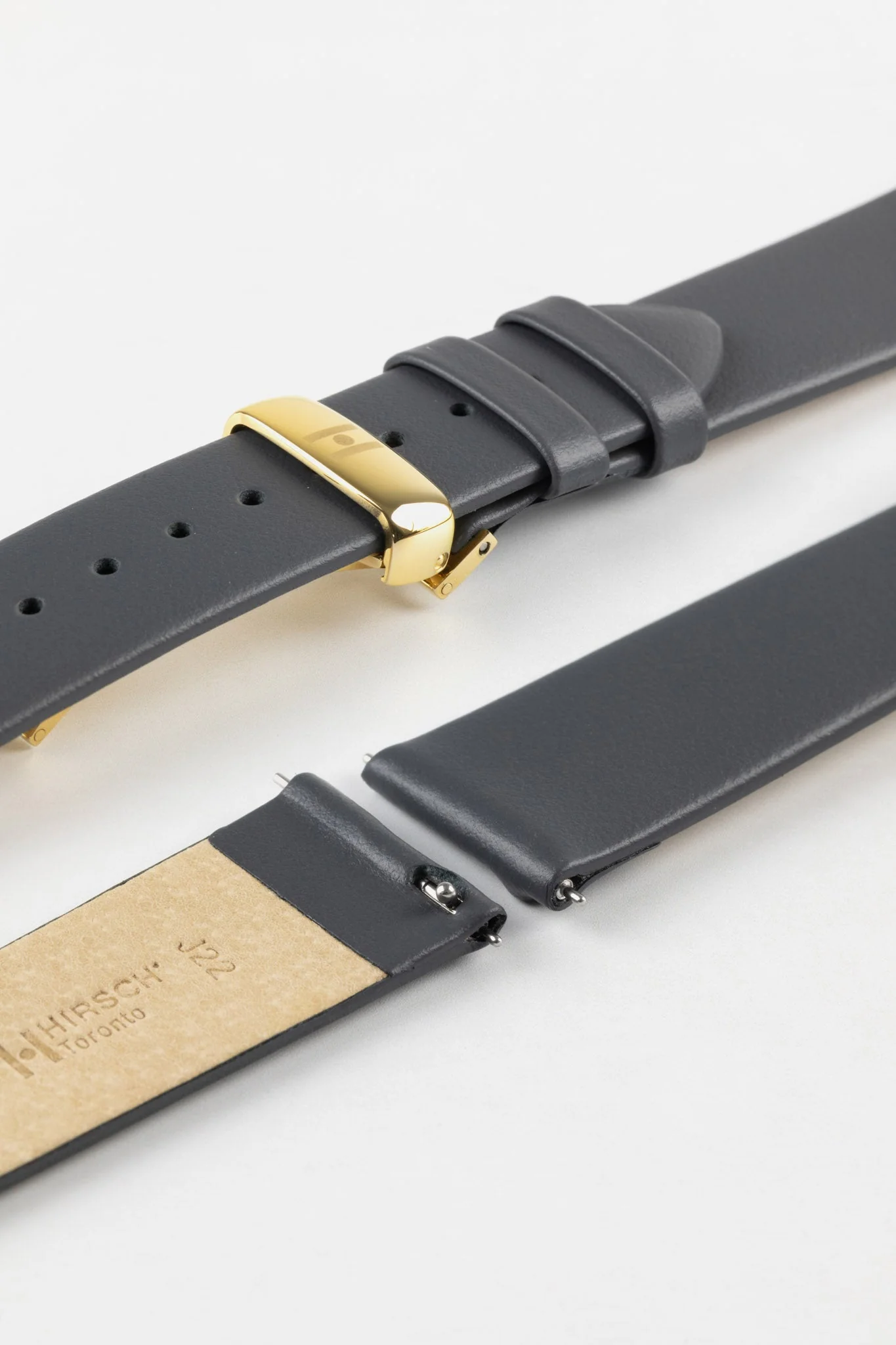 Hirsch TORONTO Quick-Release Fine-Grained Leather Watch Strap in GREY - Image 10
