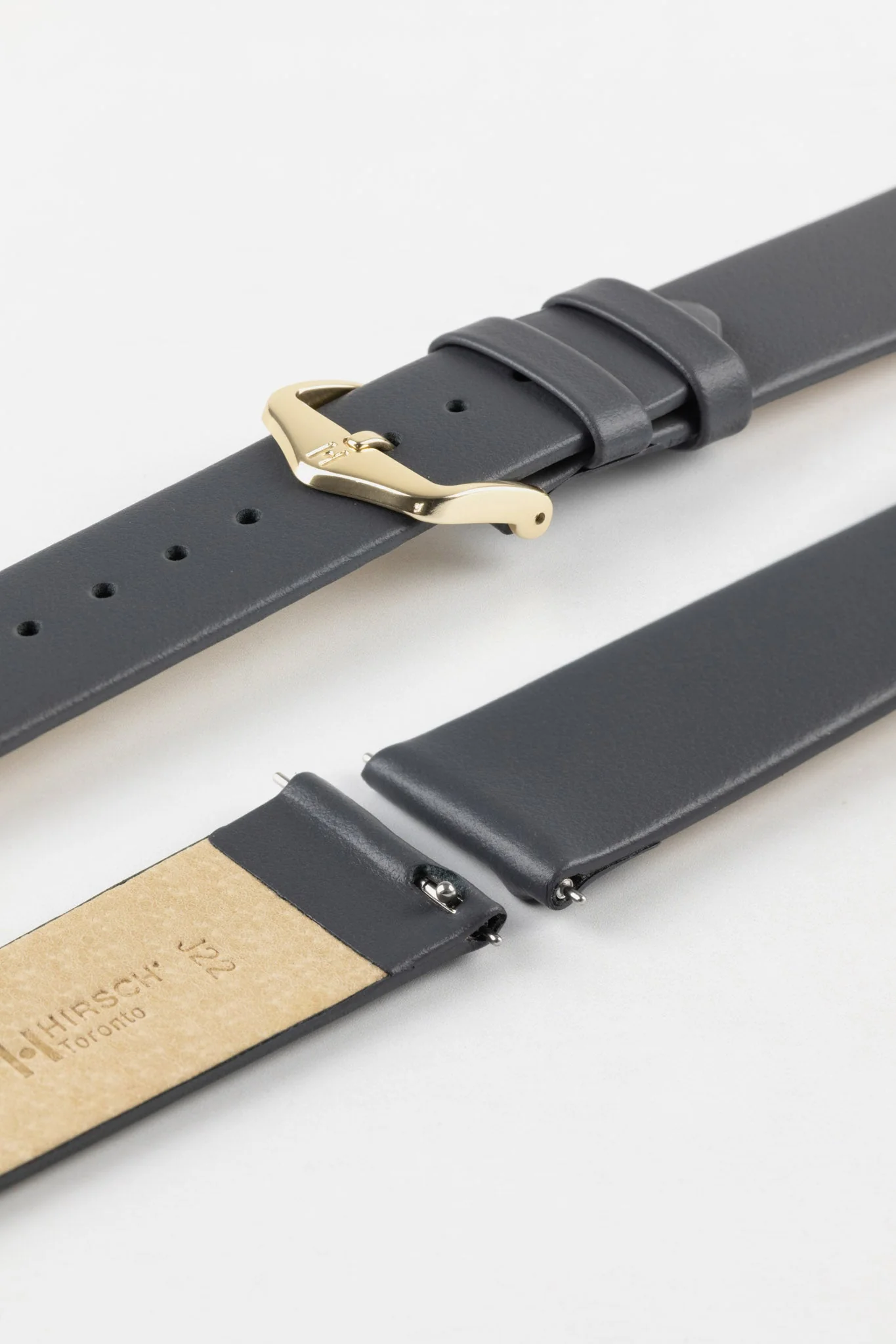 Hirsch TORONTO Quick-Release Fine-Grained Leather Watch Strap in GREY - Image 8