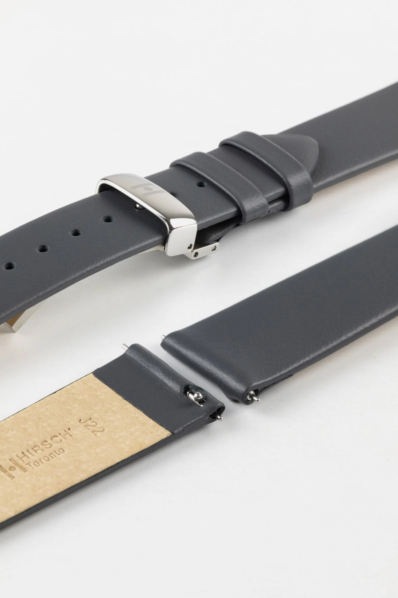 Hirsch TORONTO Quick-Release Fine-Grained Leather Watch Strap in GREY - Image 9