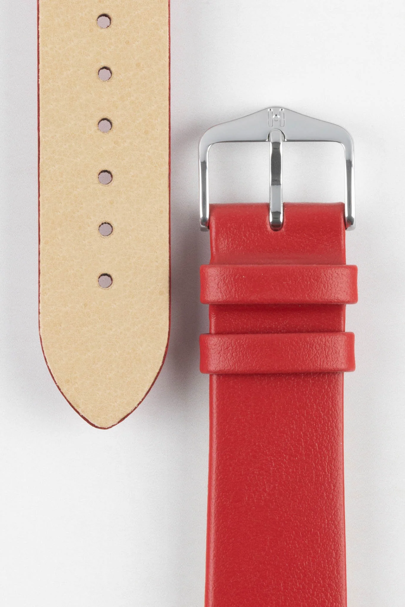Hirsch TORONTO Quick-Release Fine-Grained Leather Watch Strap in RED - Image 3