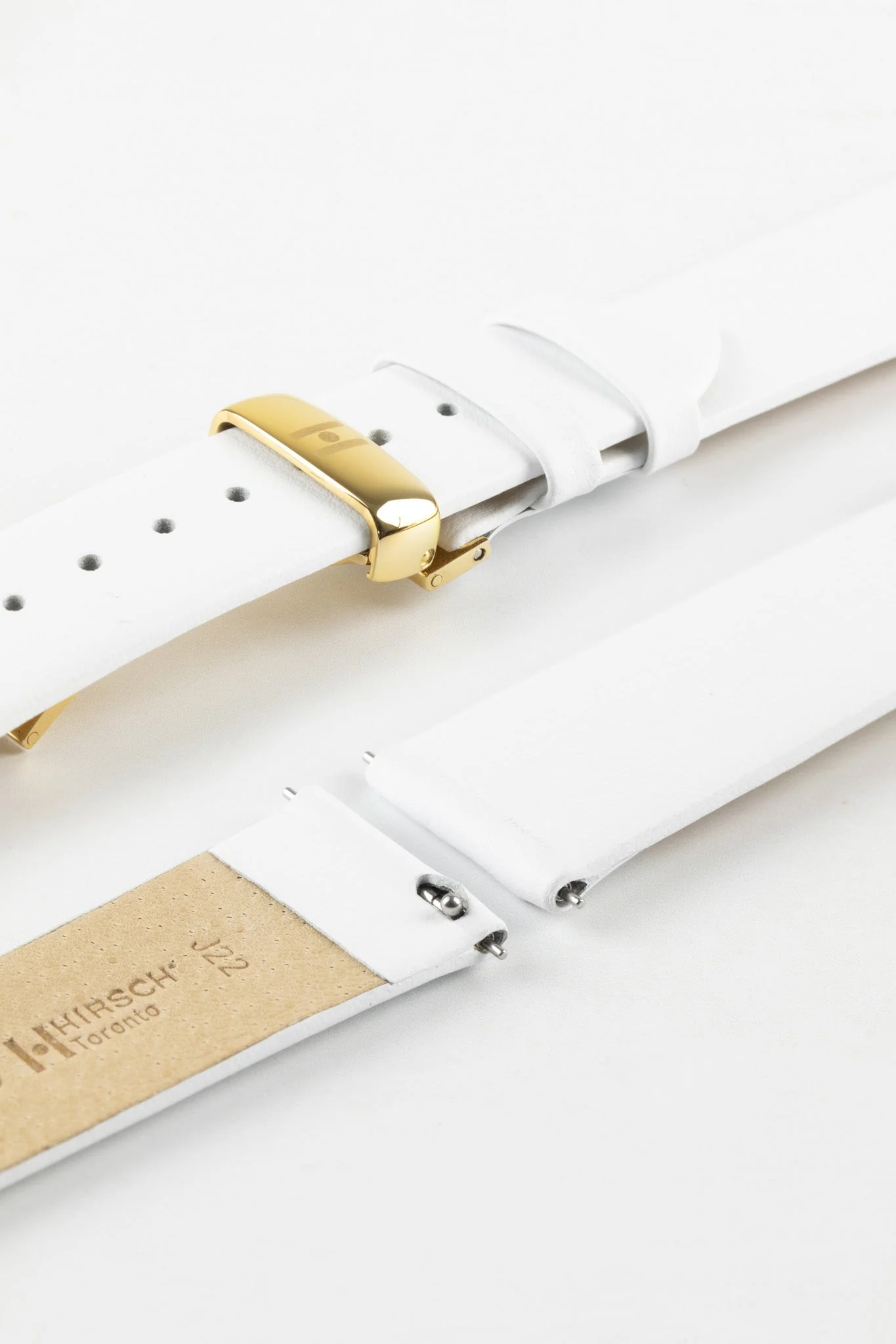 Hirsch TORONTO Quick-Release Fine-Grained Leather Watch Strap in WHITE - Image 10