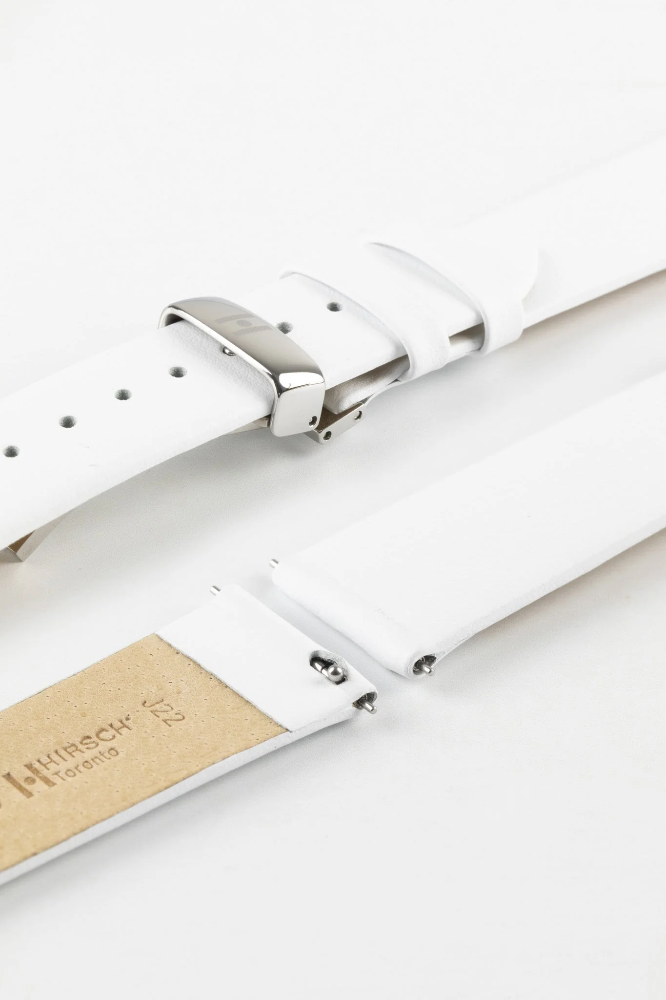 Hirsch TORONTO Quick-Release Fine-Grained Leather Watch Strap in WHITE - Image 9