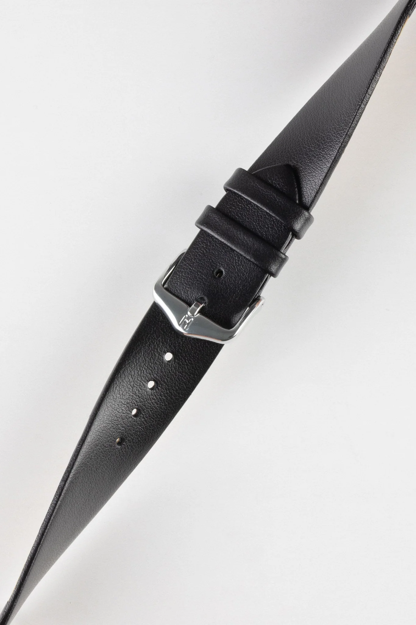 Hirsch TORONTO Fine-Grained Open-Ended Leather Watch Strap in BLACK - Image 3