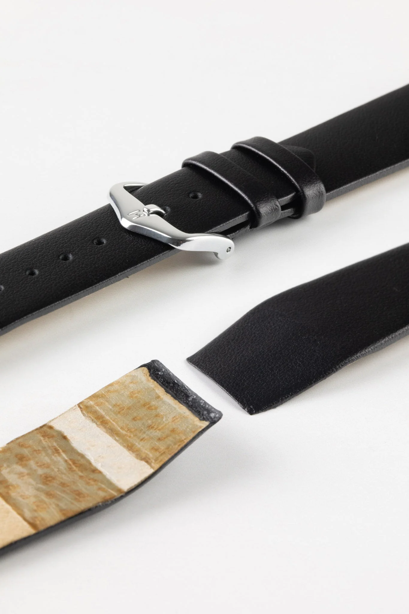 Hirsch TORONTO Fine-Grained Open-Ended Leather Watch Strap in BLACK - Image 4
