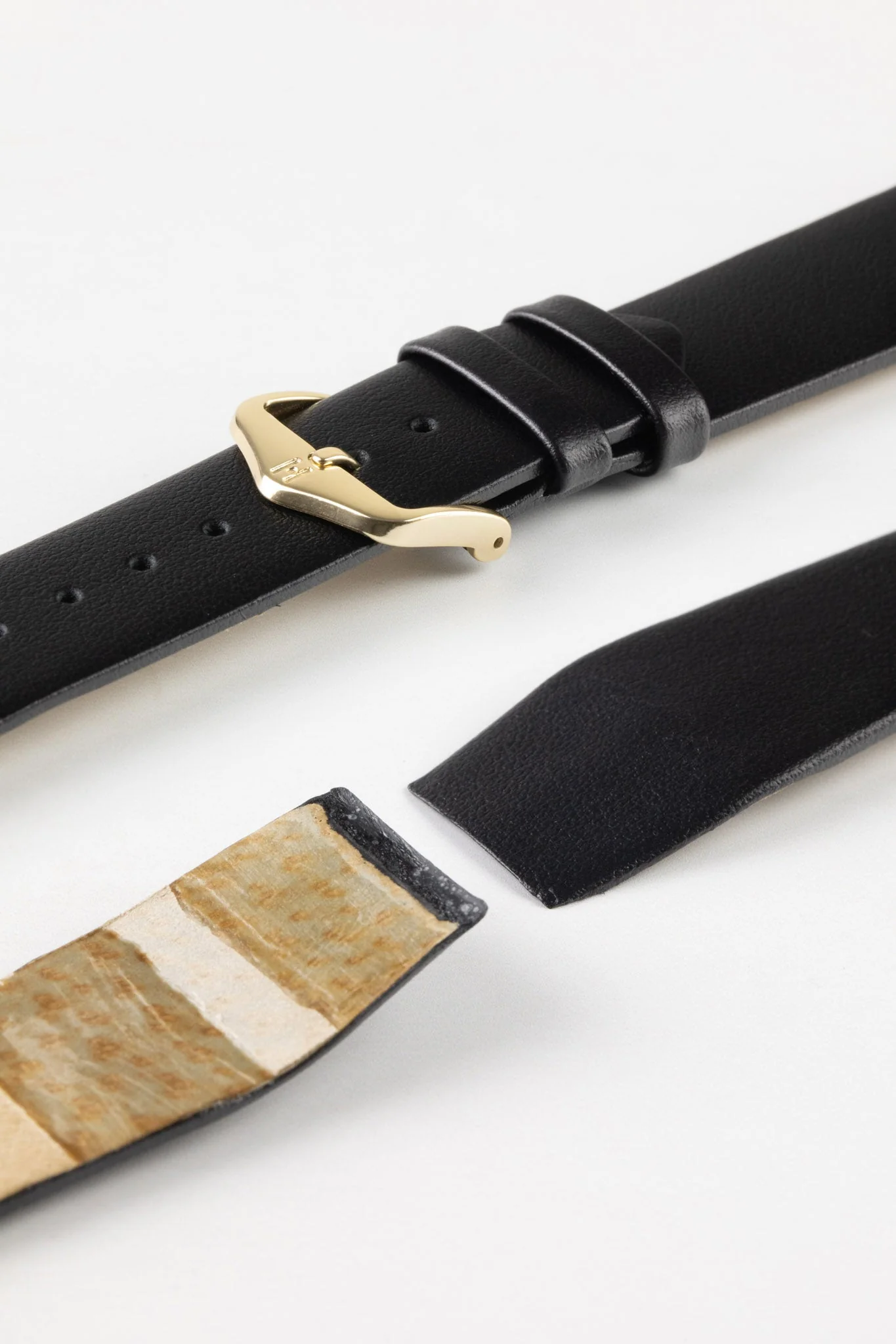 Hirsch TORONTO Fine-Grained Open-Ended Leather Watch Strap in BLACK - Image 5
