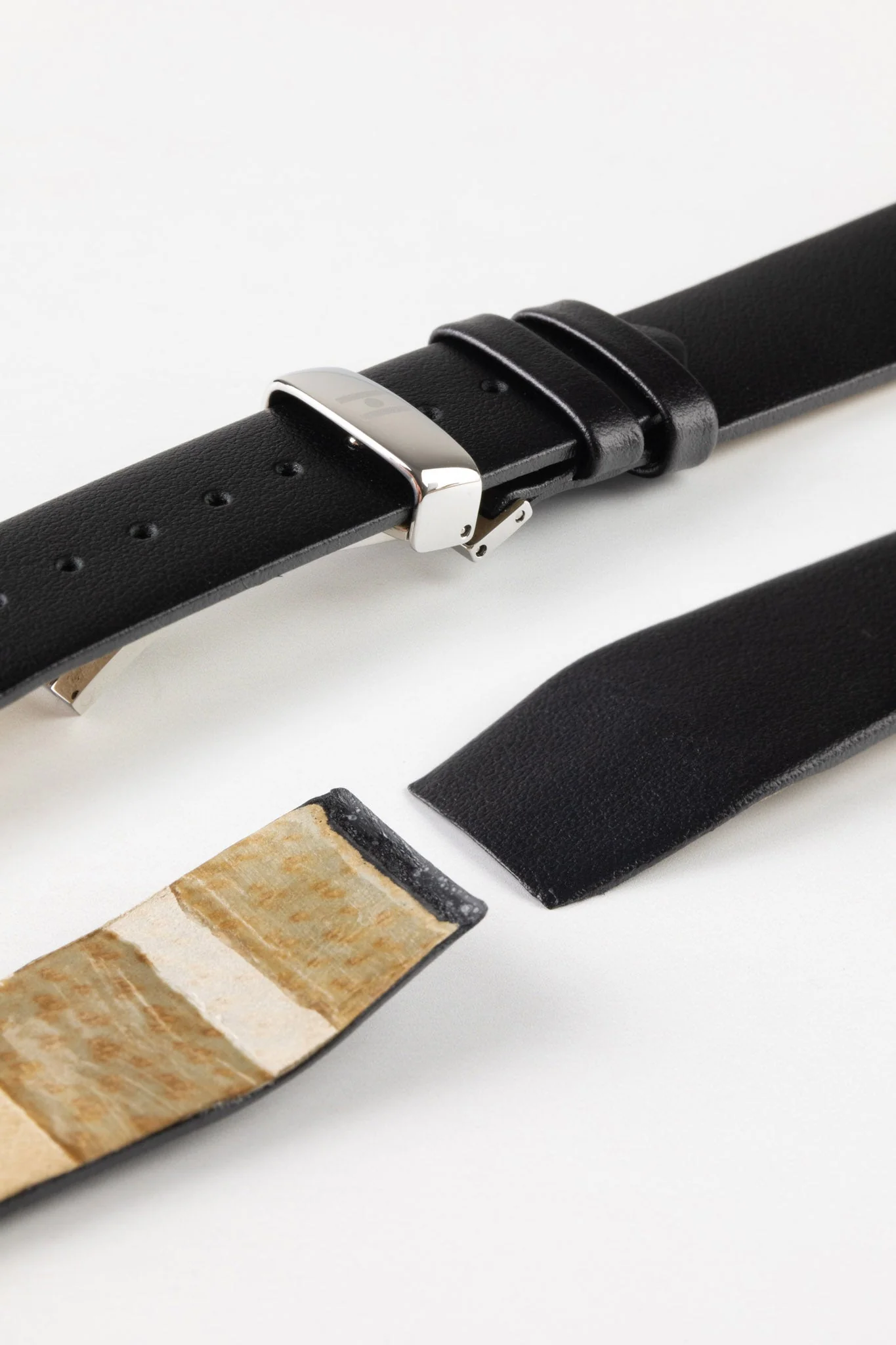 Hirsch TORONTO Fine-Grained Open-Ended Leather Watch Strap in BLACK - Image 6