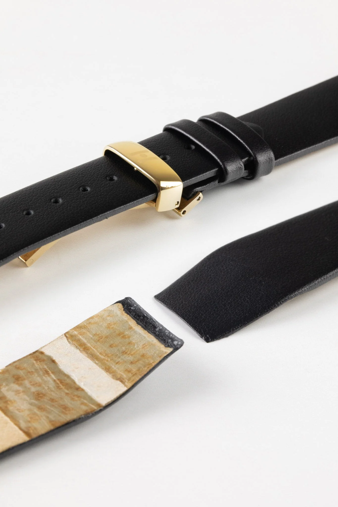 Hirsch TORONTO Fine-Grained Open-Ended Leather Watch Strap in BLACK - Image 7