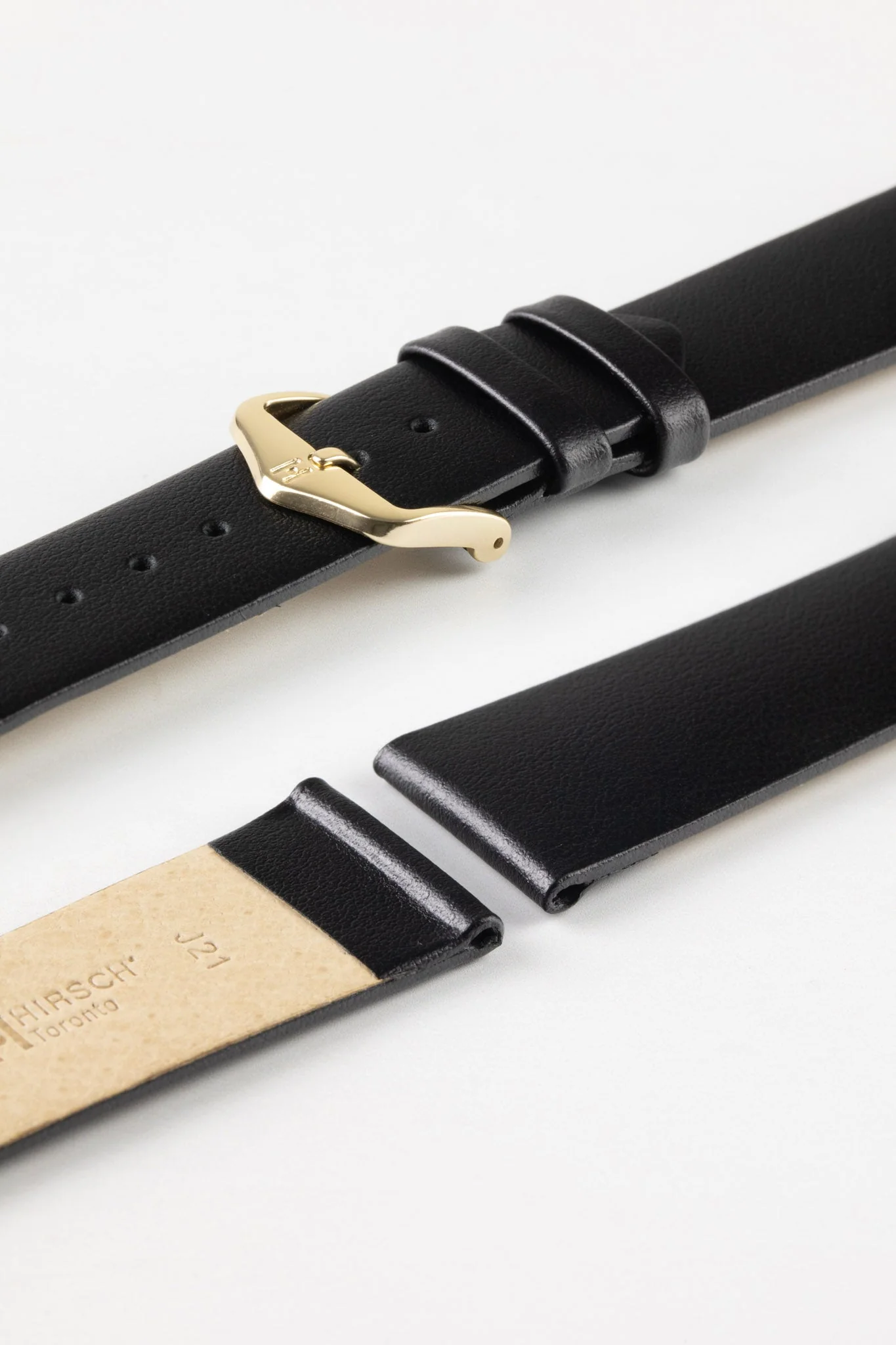 Hirsch TORONTO NQR Fine-Grained Leather Watch Strap in BLACK - Image 8