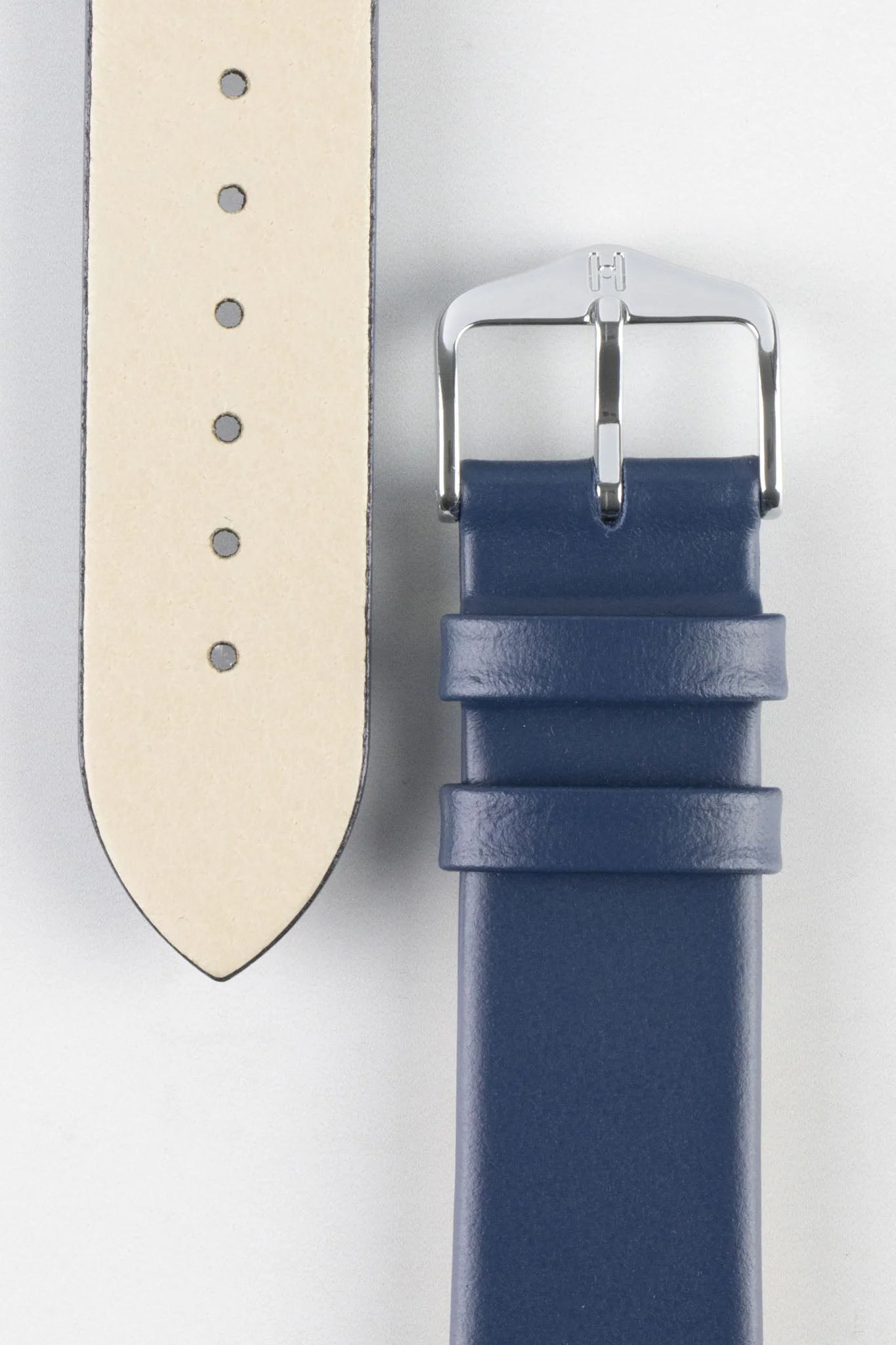 Hirsch TORONTO NQR Fine-Grained Leather Watch Strap in BLUE - Image 3