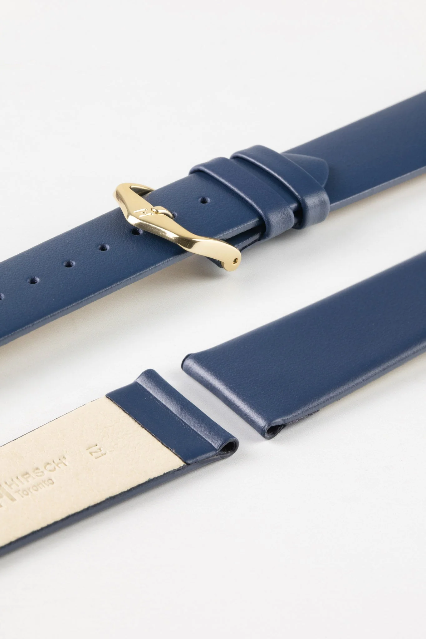 Hirsch TORONTO NQR Fine-Grained Leather Watch Strap in BLUE - Image 8