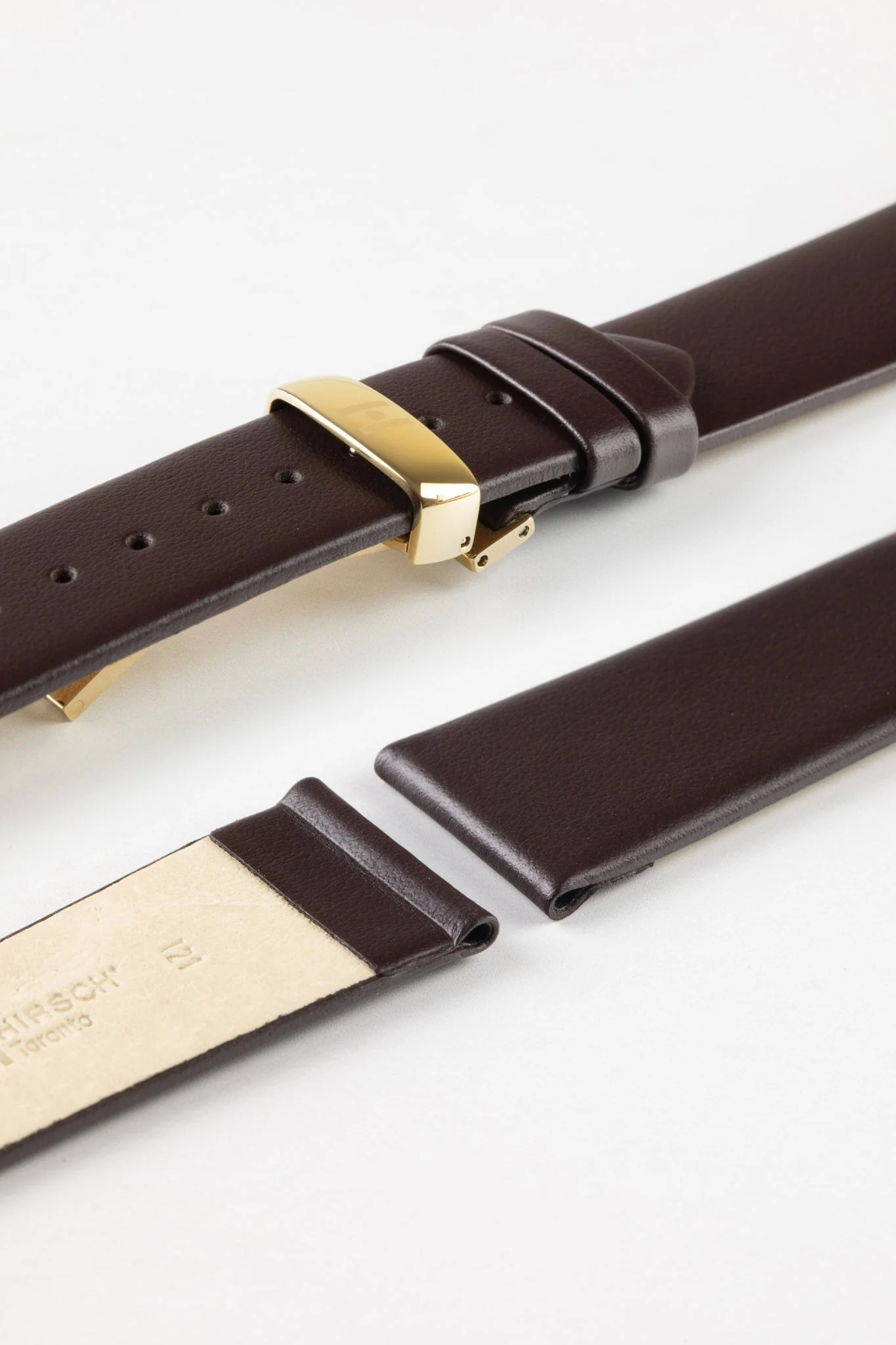 Hirsch TORONTO NQR Fine-Grained Leather Watch Strap in BROWN - Image 10