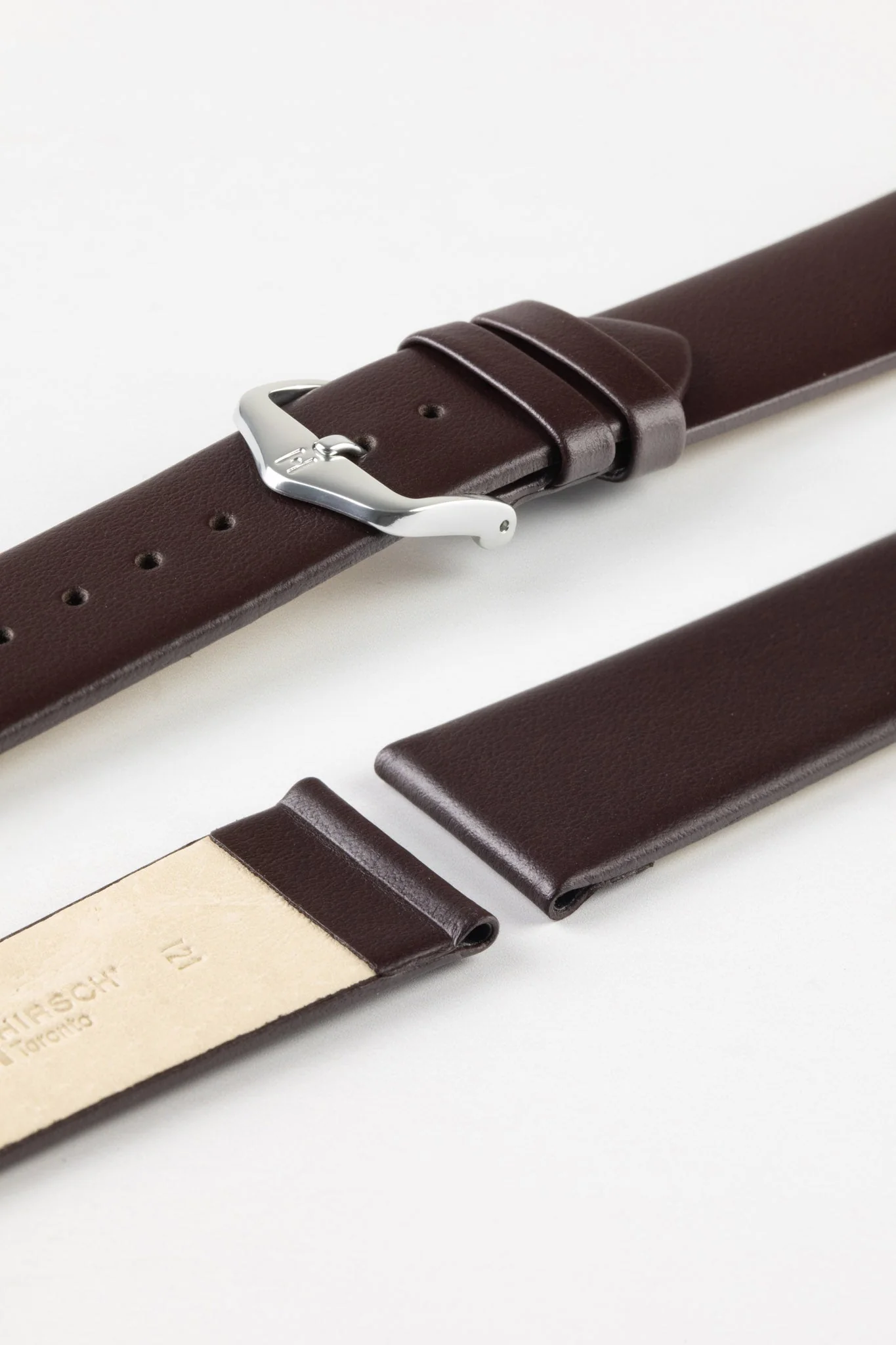 Hirsch TORONTO NQR Fine-Grained Leather Watch Strap in BROWN - Image 7