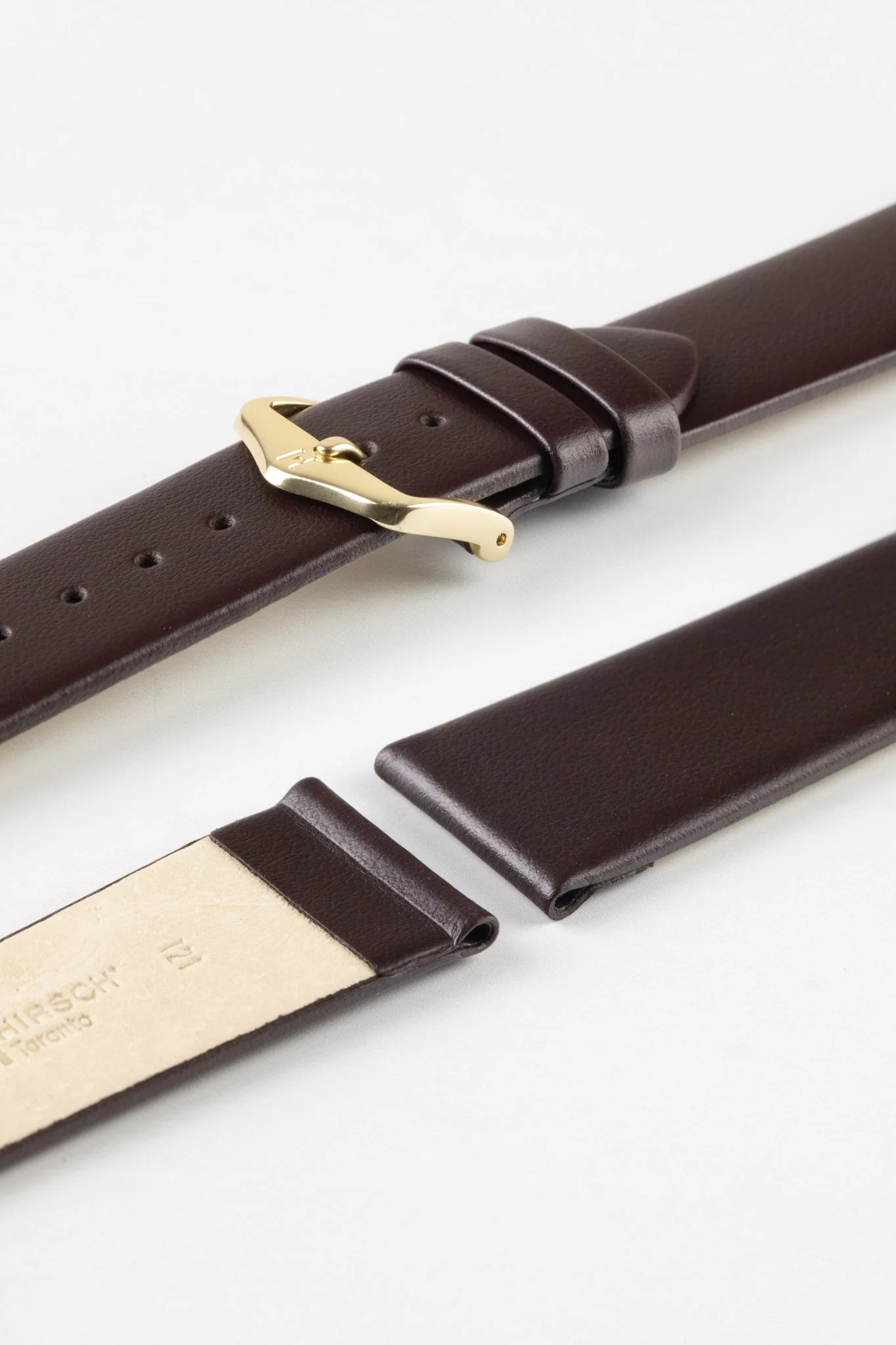 Hirsch TORONTO NQR Fine-Grained Leather Watch Strap in BROWN - Image 8